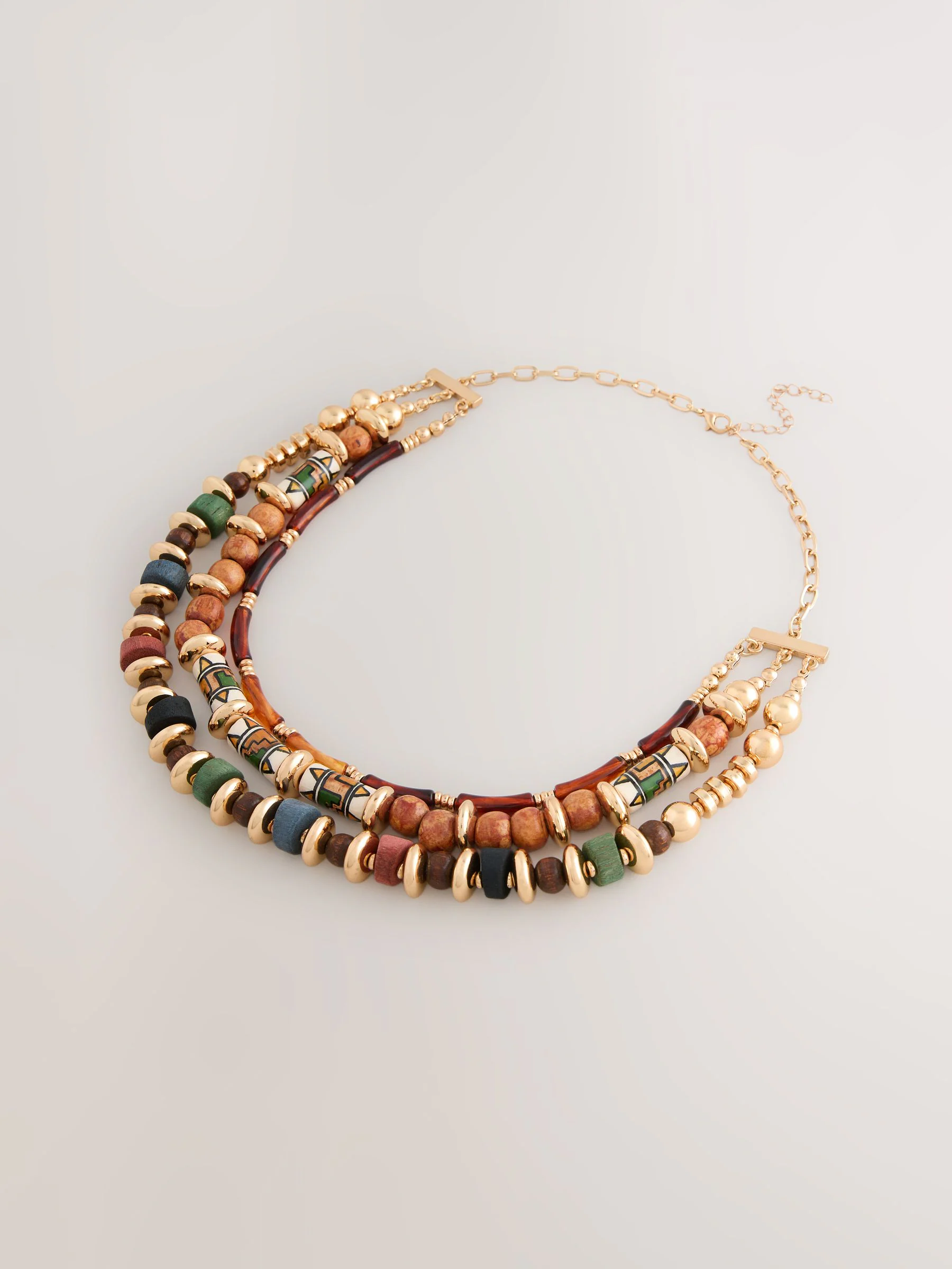 Gold Tone Layered Beaded Necklace