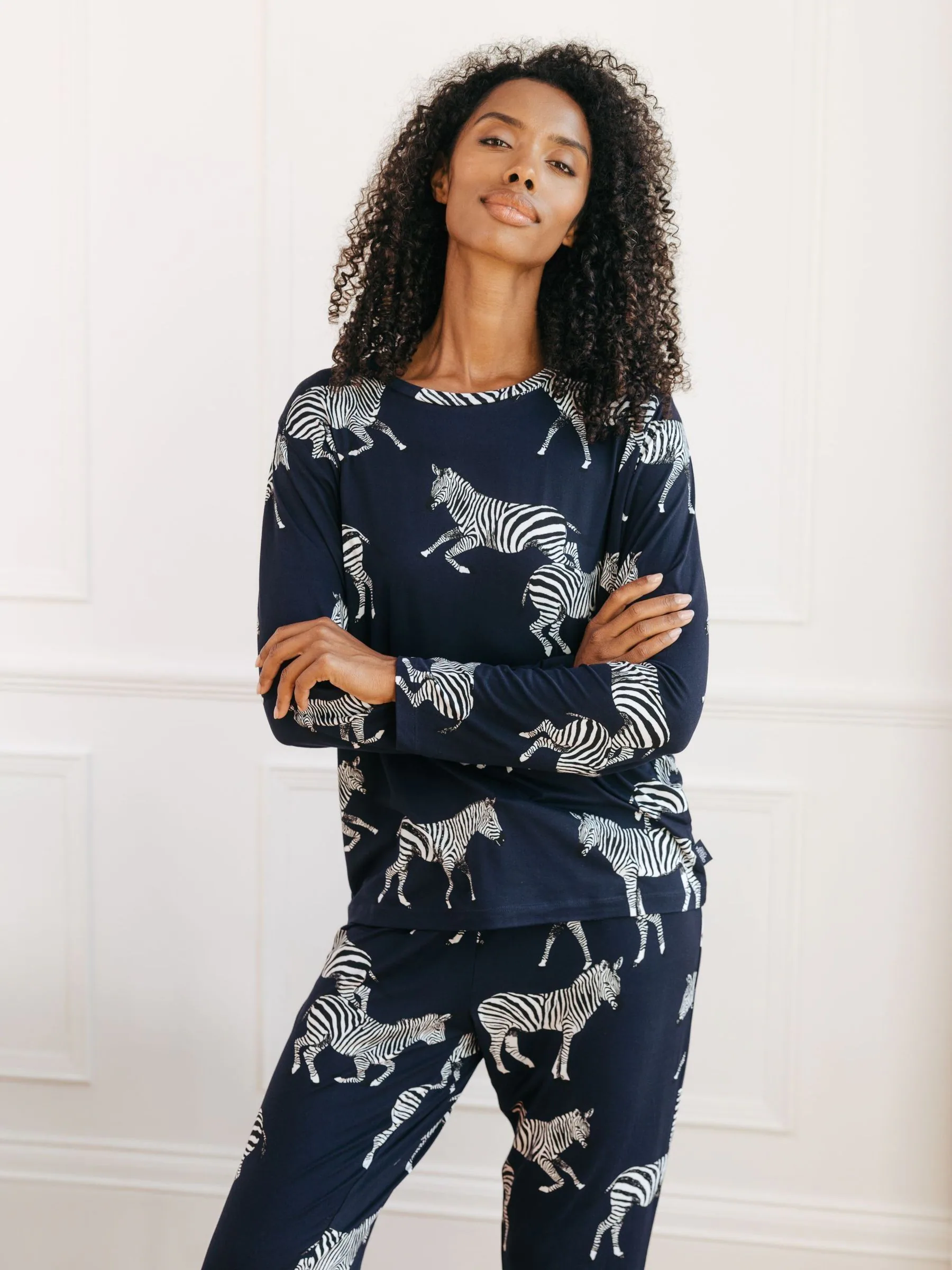 Chelsea Peers Blue Navy Zebra Classic Pyjamas Set