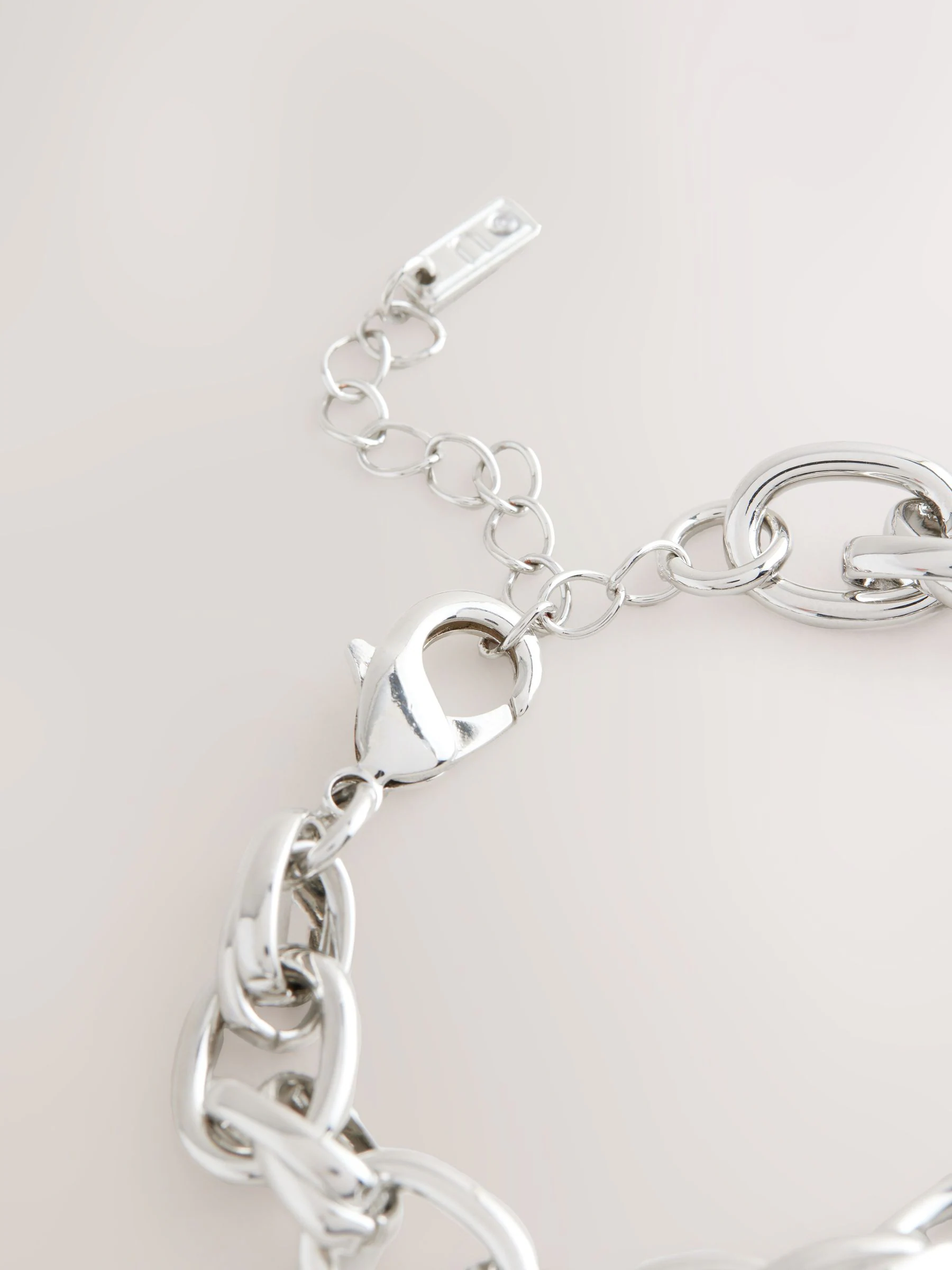 Silver Tone Double Link Chunky Chain Bracelet