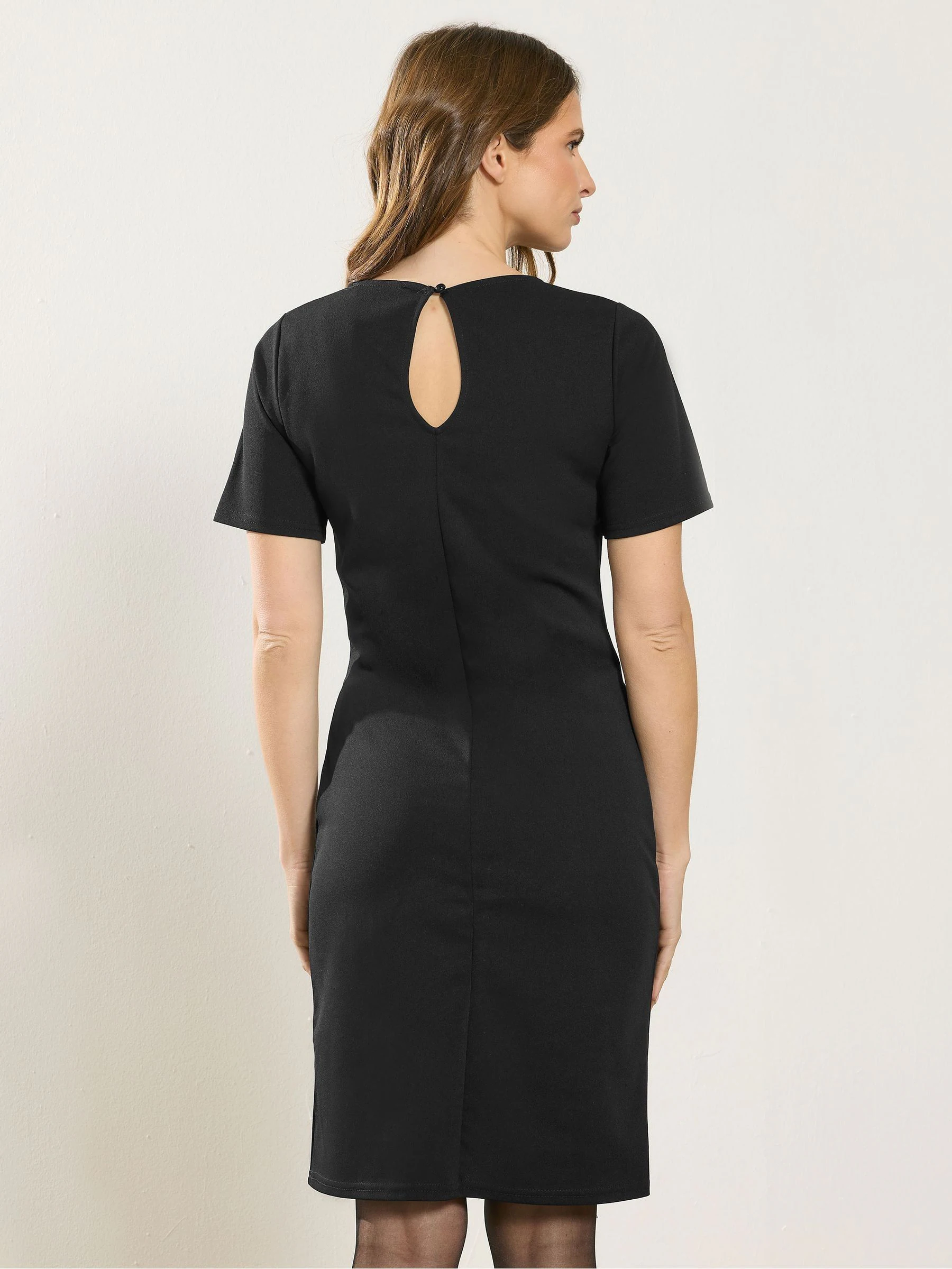 M&Co Black Button Detail Work Midi Dress