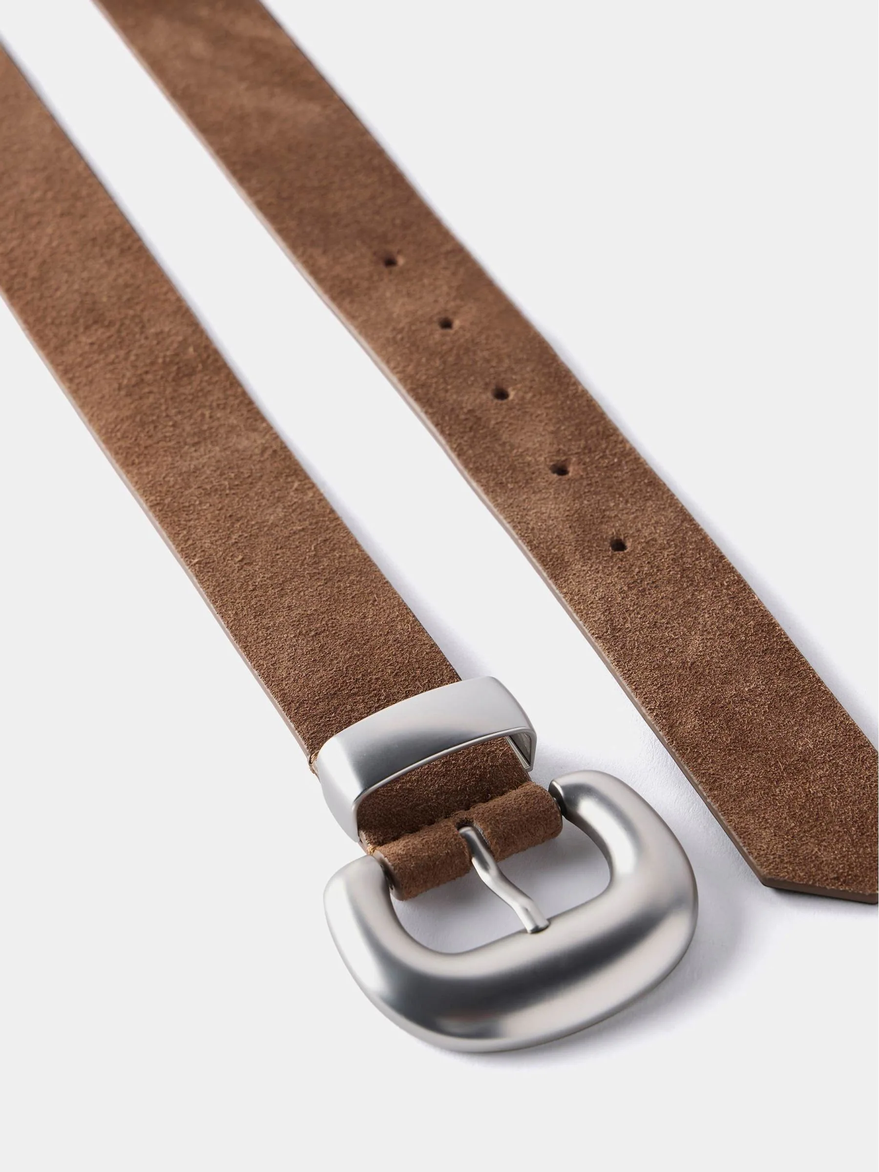 Mint Velvet Brown Suede Statement Buckle Belt