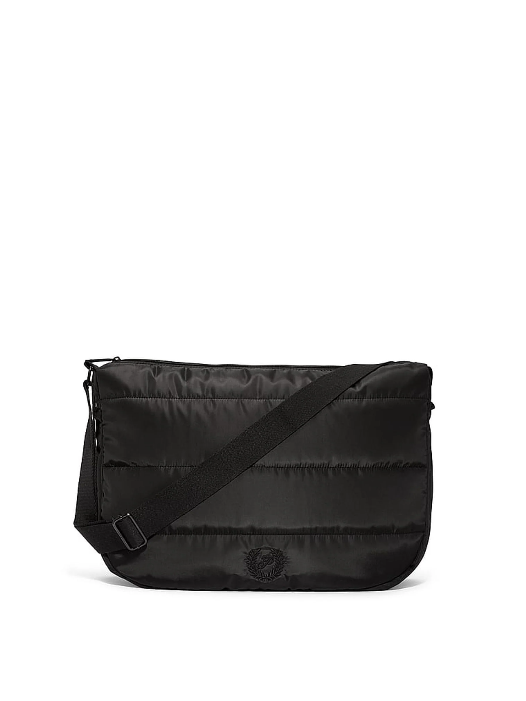 Victoria's Secret Pink Black Quilted Puffer Slouch Bag