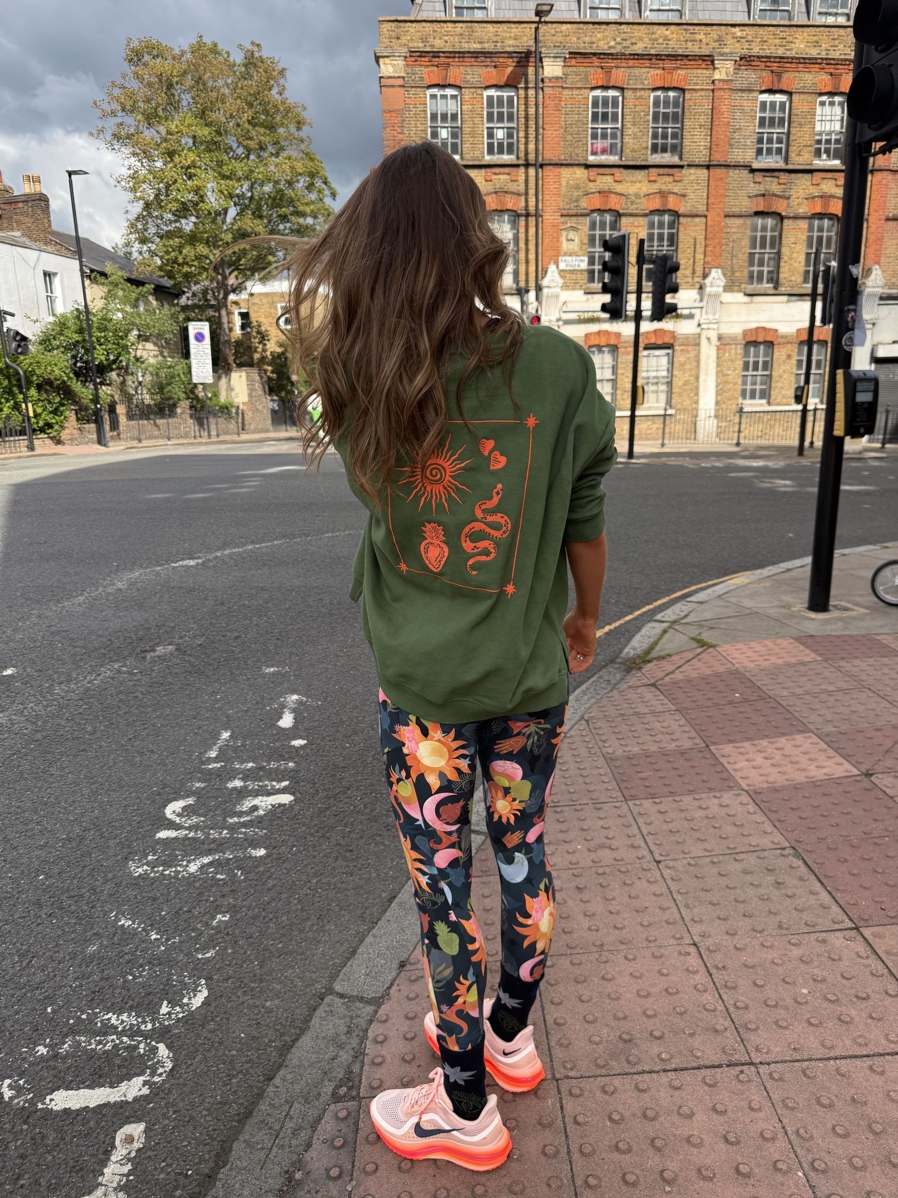 Never Fully Dressed Khaki Green Embroidered Sweatshirt