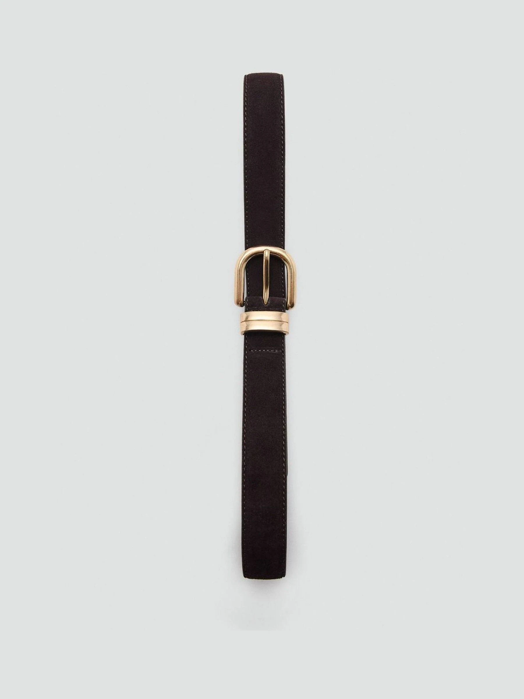 Mango Tan Brown Suede Thin Belt