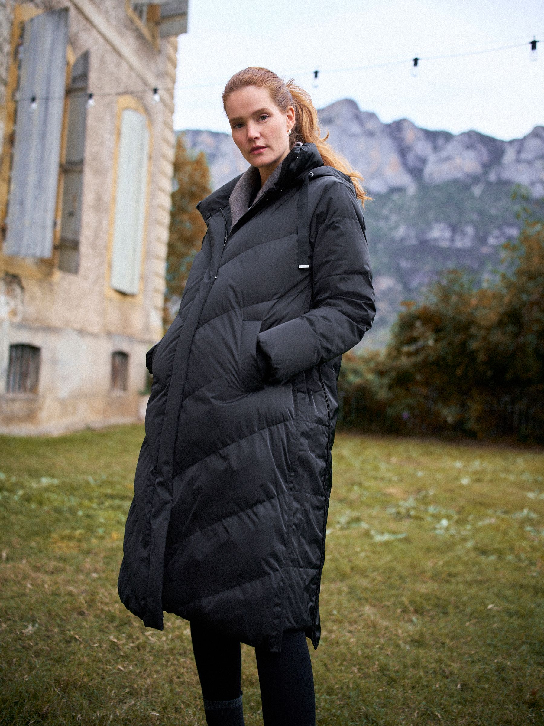 Seraphine Black Long 3-In-1 Maternity & Babywearing Puffa Coat