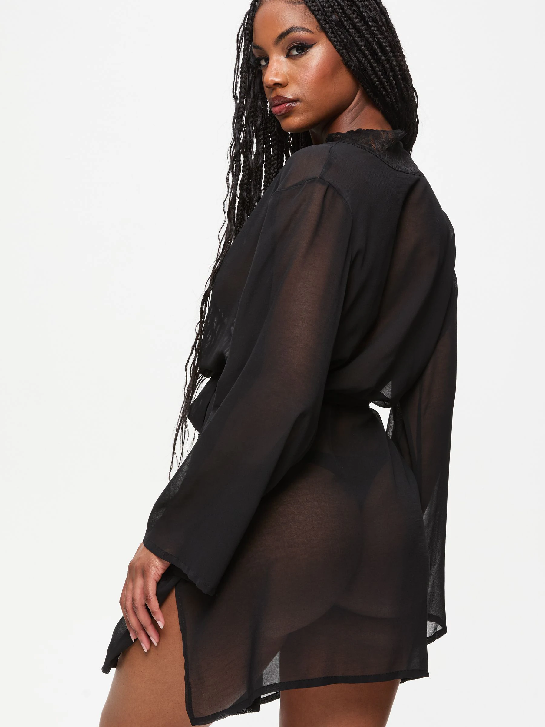 Ann Summers Black The Promising Chiffon Robe