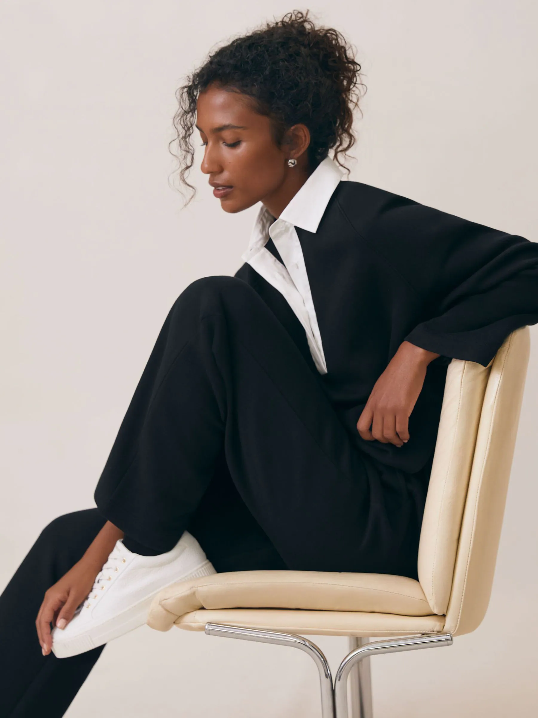 Reiss White Francesca Leather Low-Top Trainers