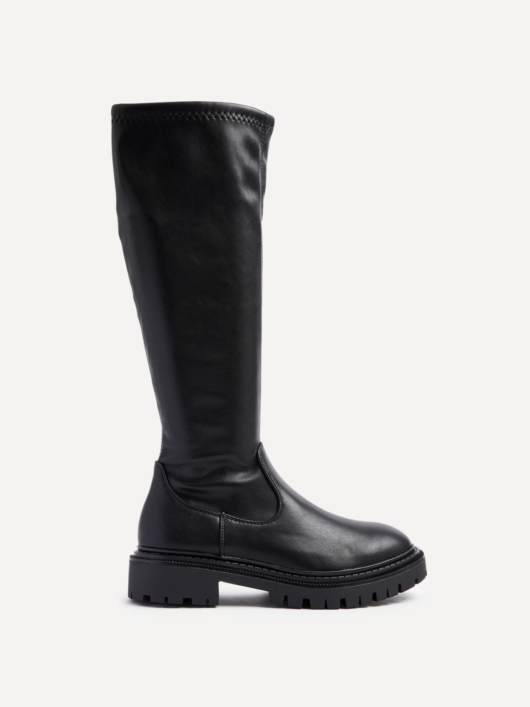 Linzi Black PU Hallie High Leg Stretch Boots