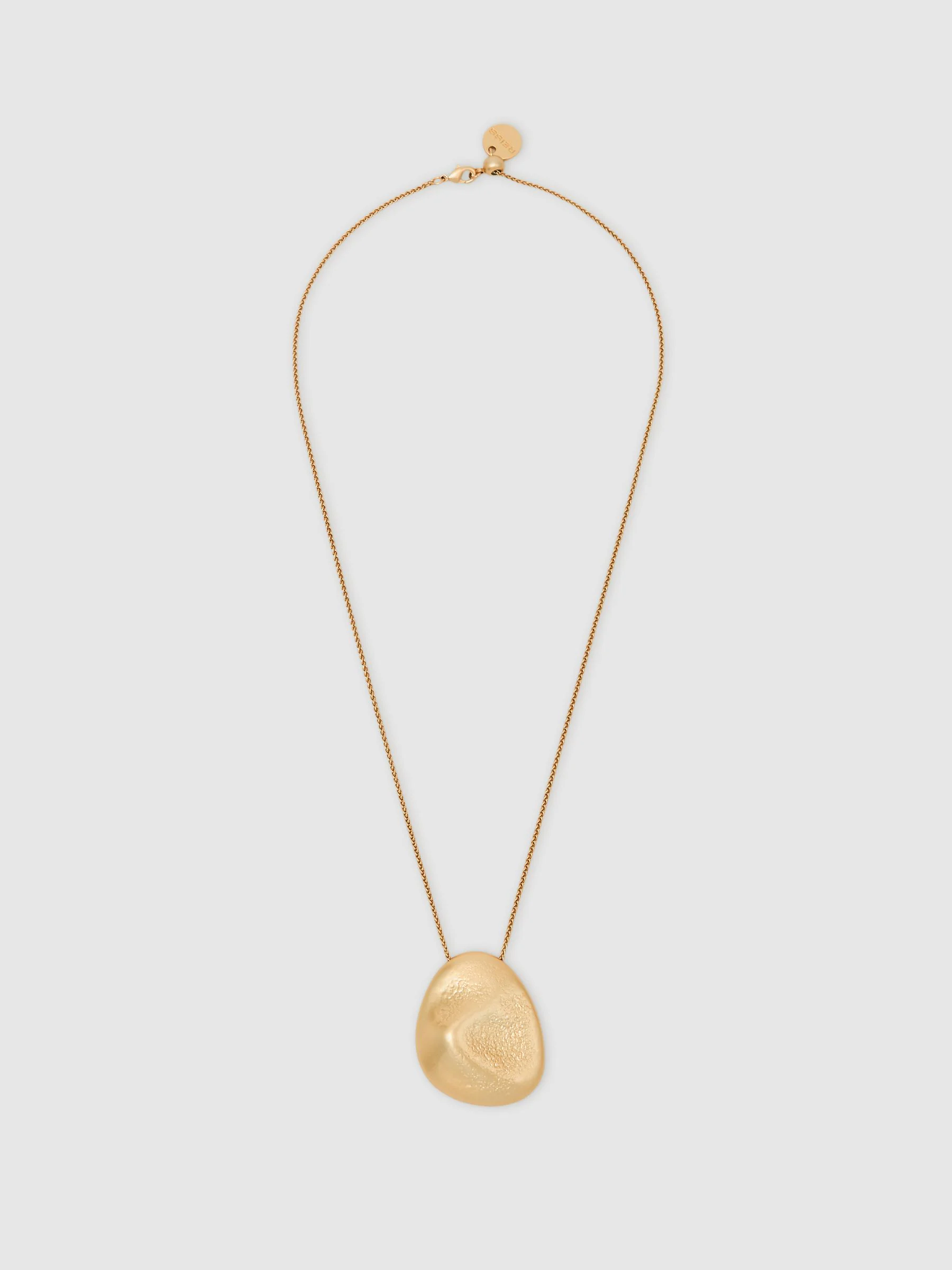 Reiss Gold Perdita Tone Textured Pebble Pendant Necklace