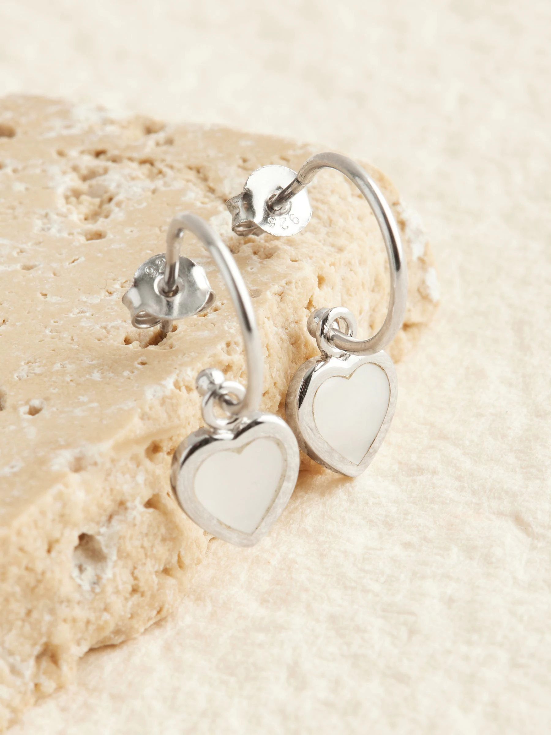 Sterling Silver Mother Of Pearl Hoop Earrings
