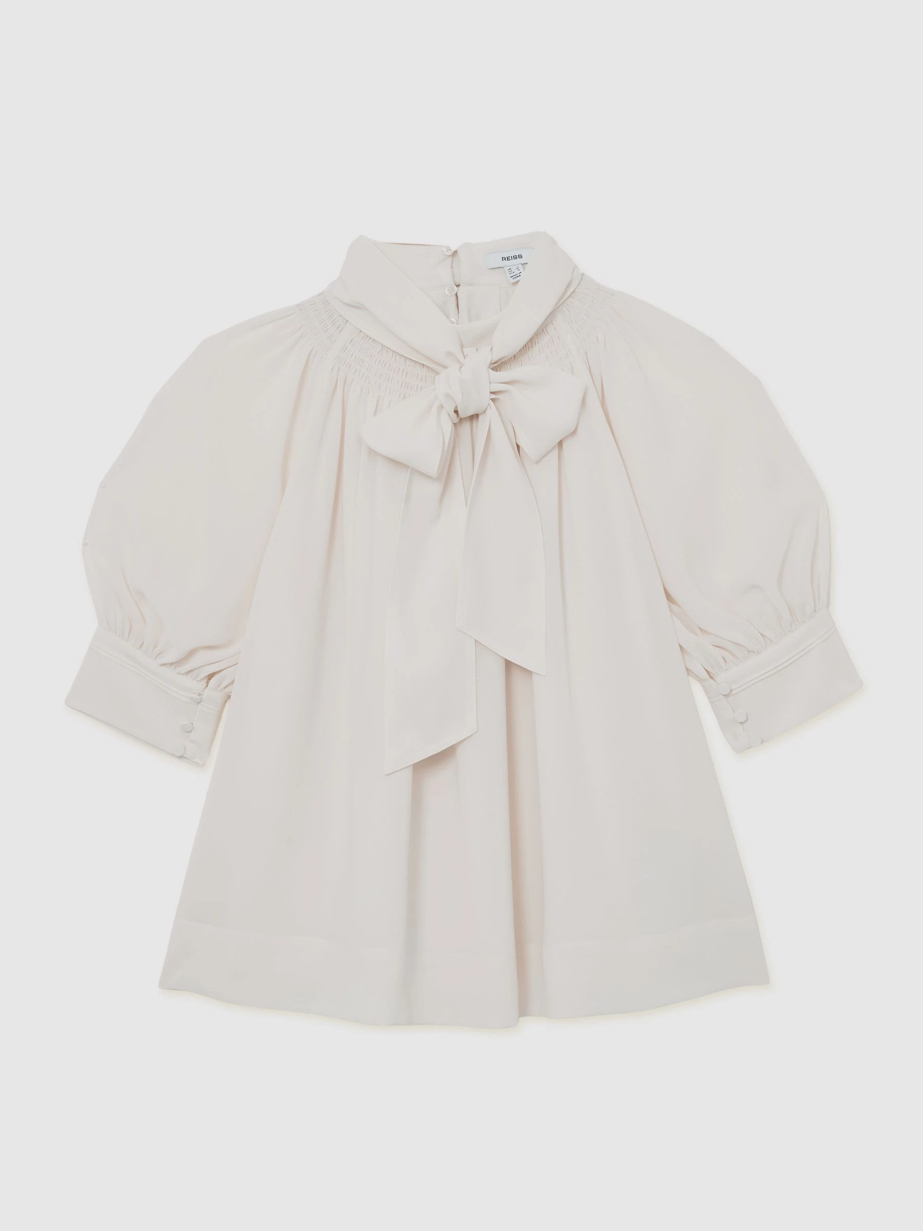 Reiss Ivory Lerina Tie-Neck Short-Sleeve Blouse