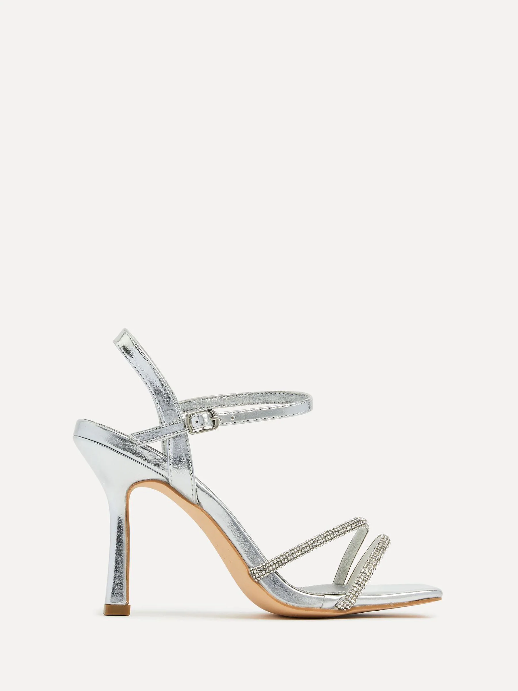 Linzi Silver Mesmerize Diamanté Embellished Strappy Heel