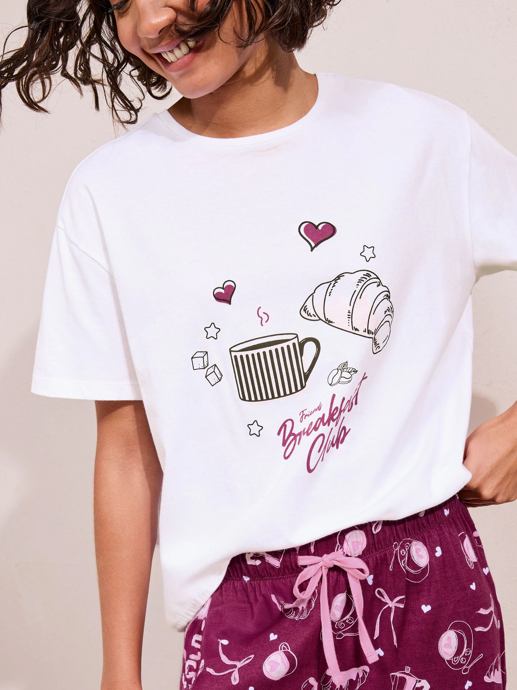 Friends Like These Burgundy Red Breakfast Club Short Sleeve Pyjamas