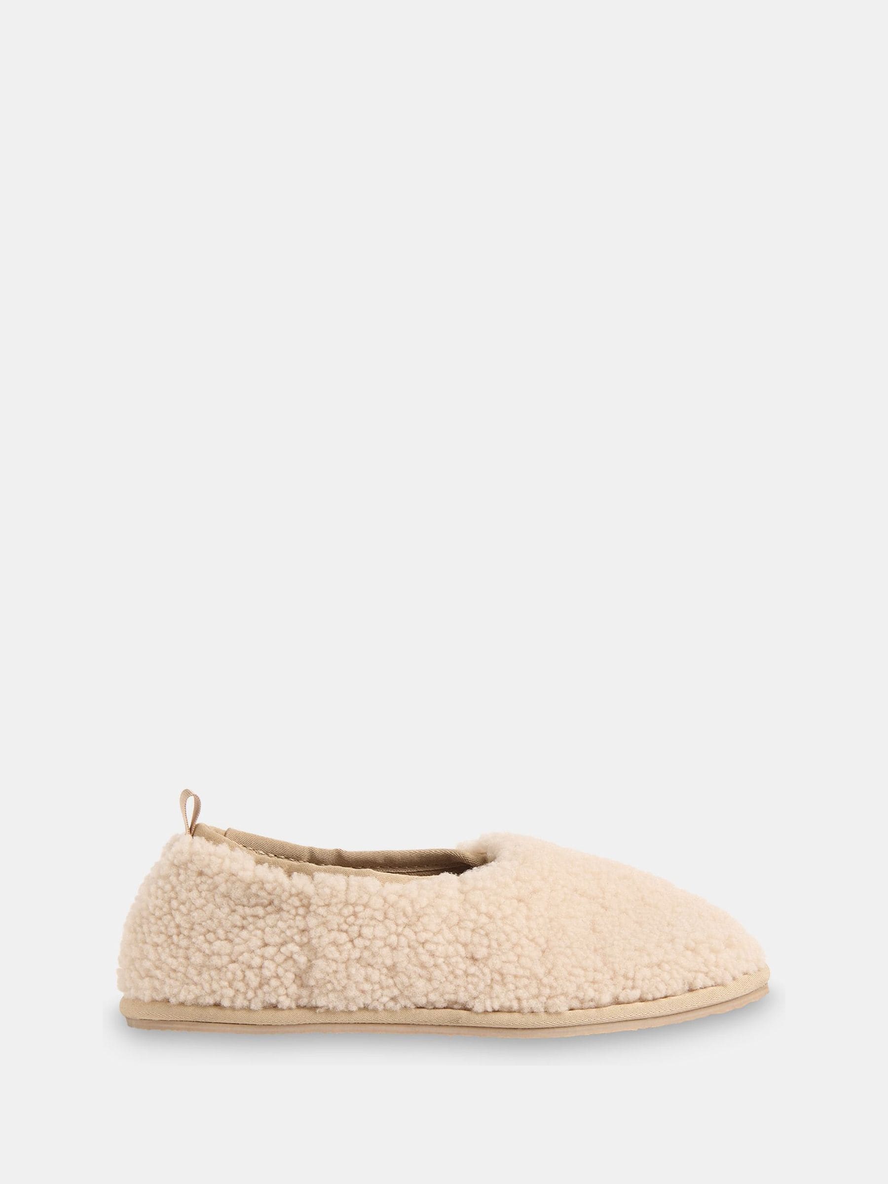 Whistles Nude Shearling Ballet Slippers