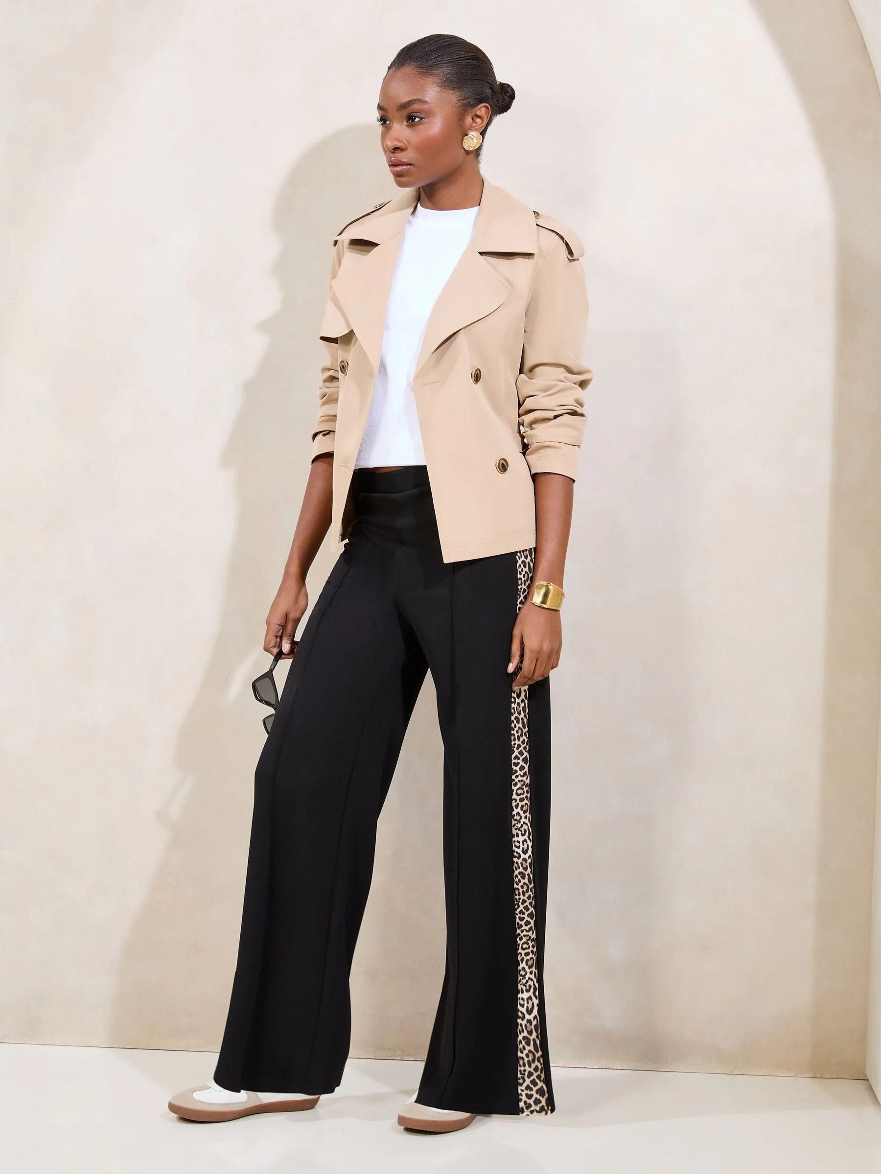 Lipsy Black Printed Side Stripe Trousers