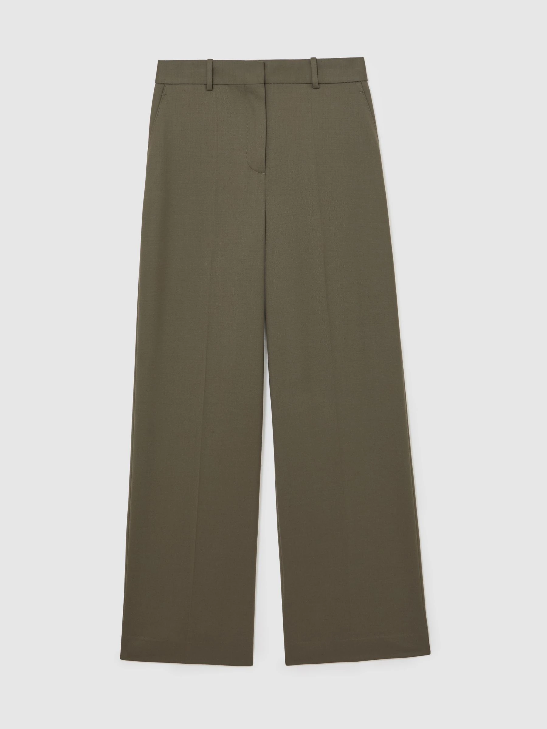 Reiss Green Solene Wool-Blend Wide-Leg Suit Trousers