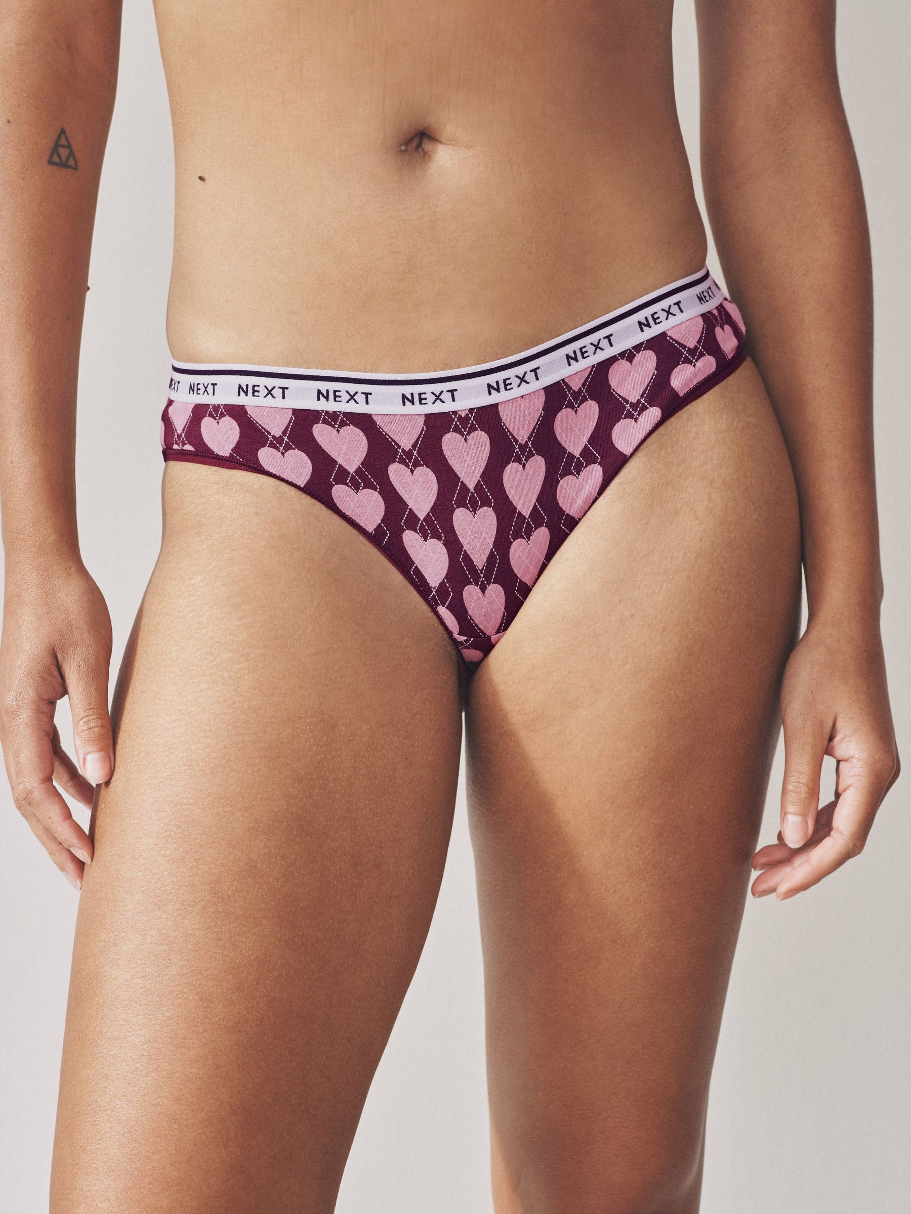 Navy Argyle Check Bikini Cotton Logo Knickers 4 Pack