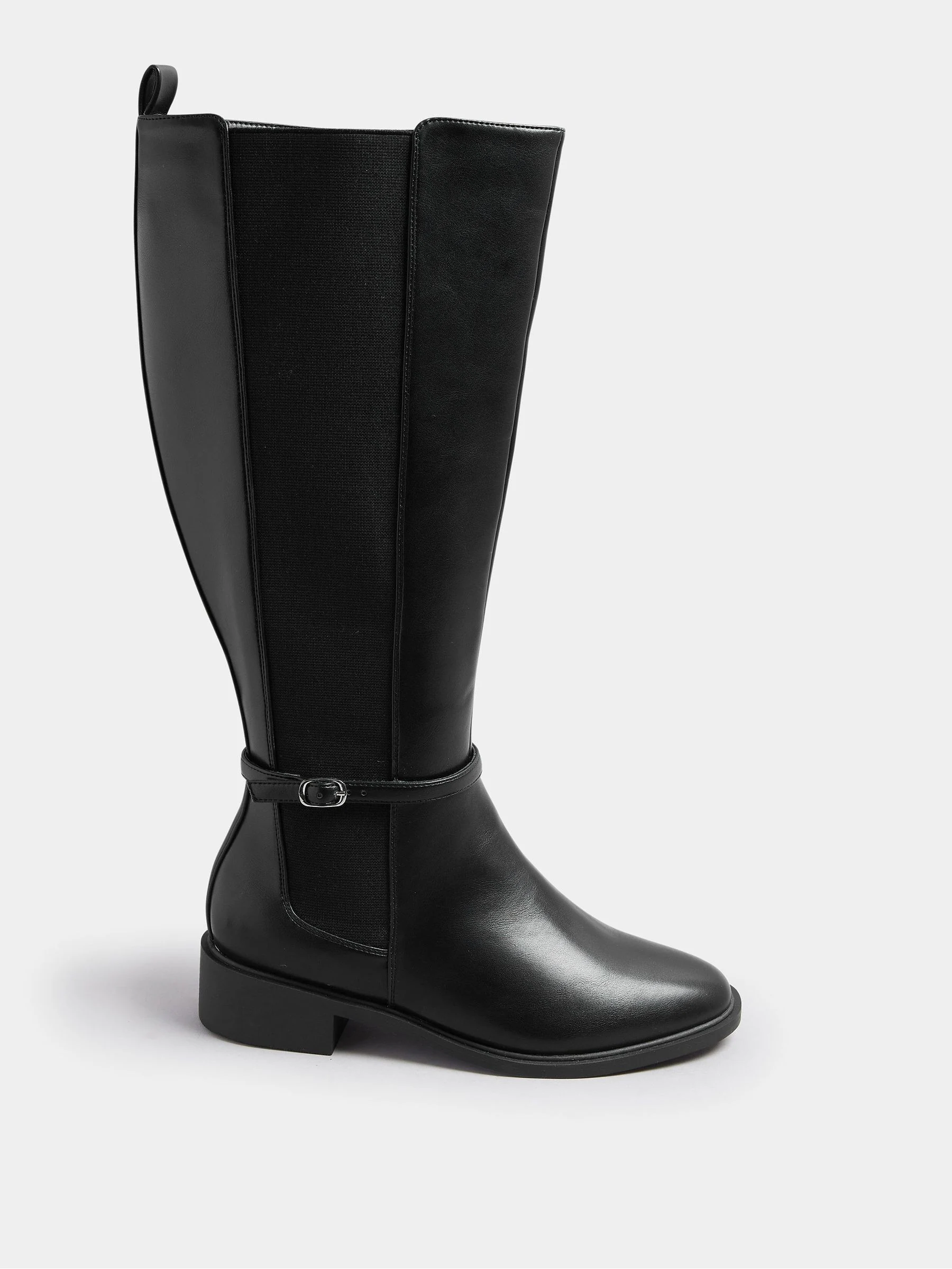 Yours Curve Black Extra-Wide Fit Elastic Riding Boots