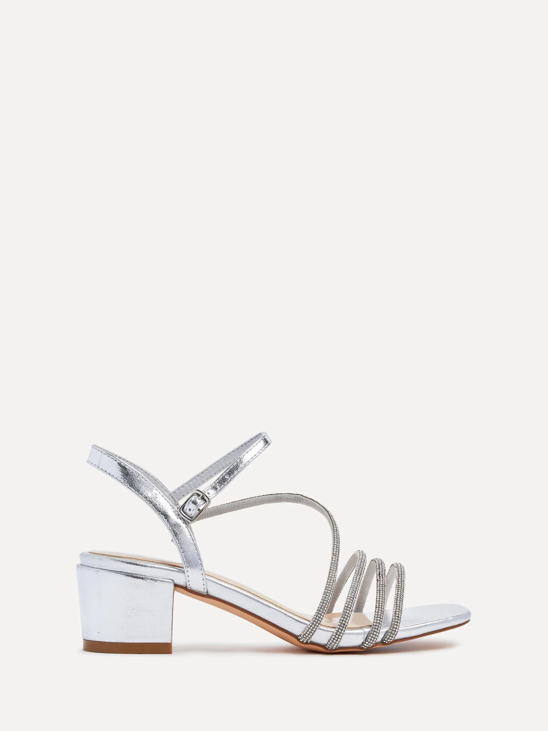 Linzi Silver Riri Diamante Embellished Strappy Heels