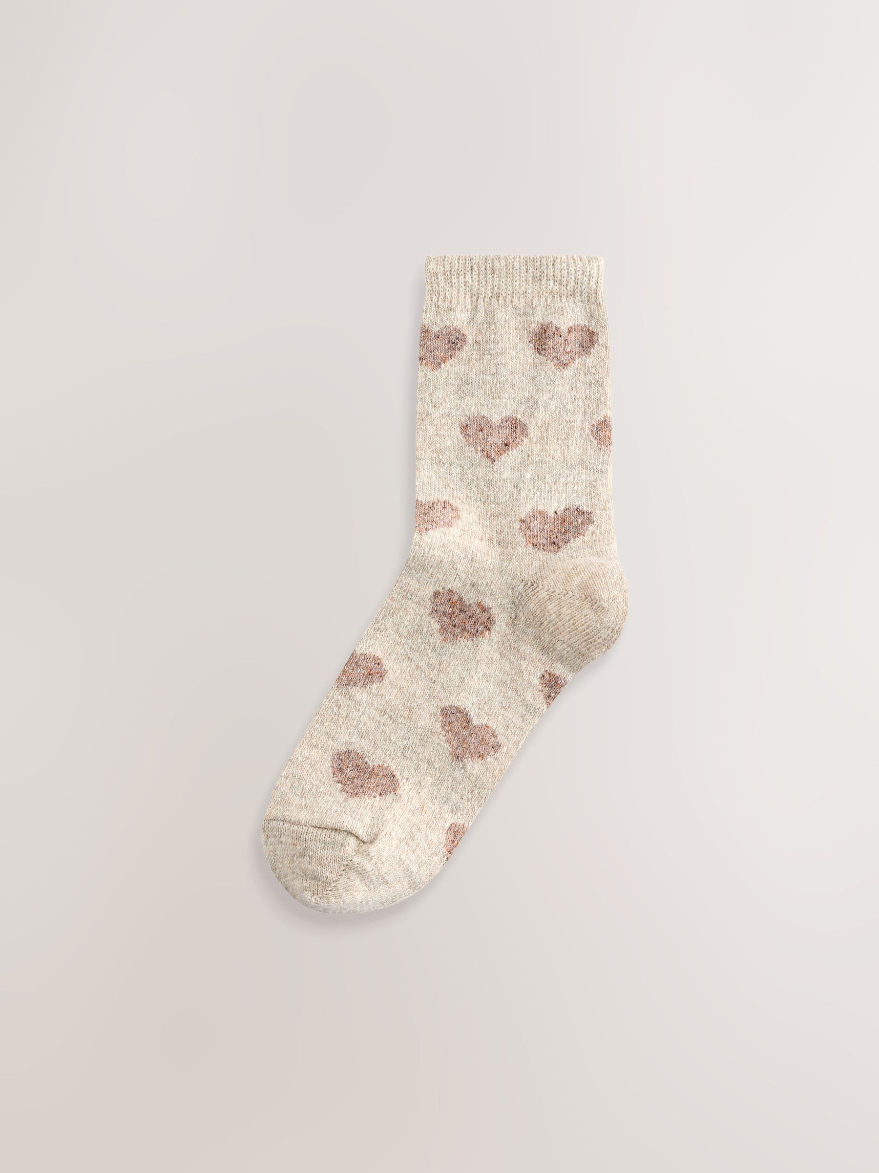 Navy/Berry Hearts Thermal Wool Blend Ankle Socks 3 Pack With Silk