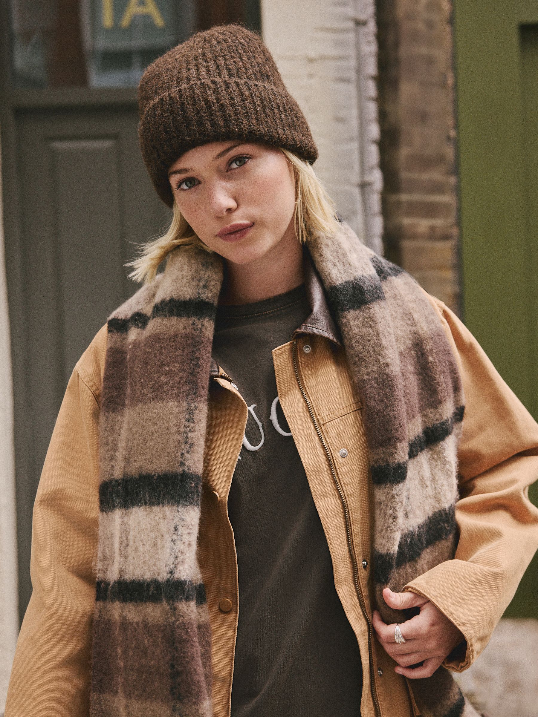 Chocolate Brown Ribbed Beanie Containing Wool Hat