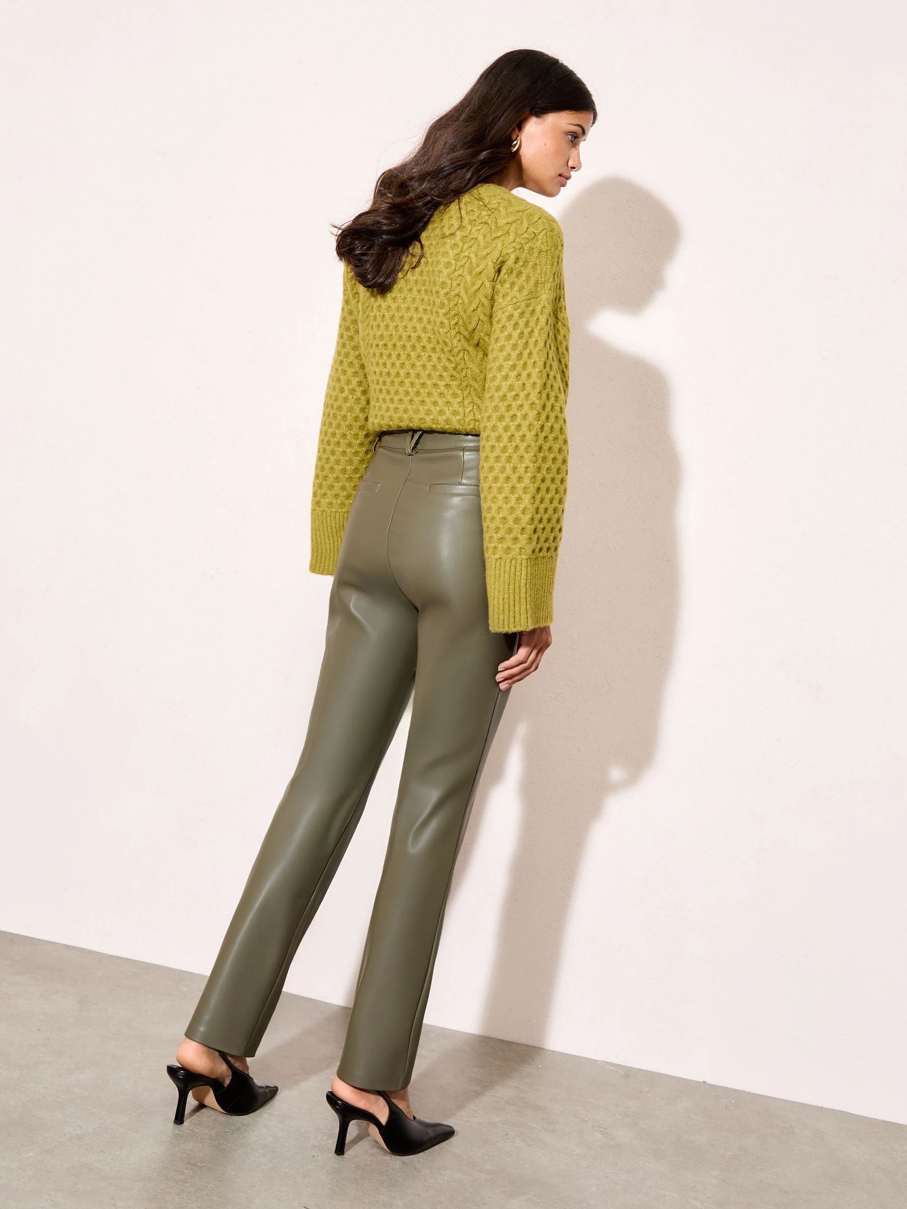 Friends Like These Green Faux Leather Straigh Leg Trousers