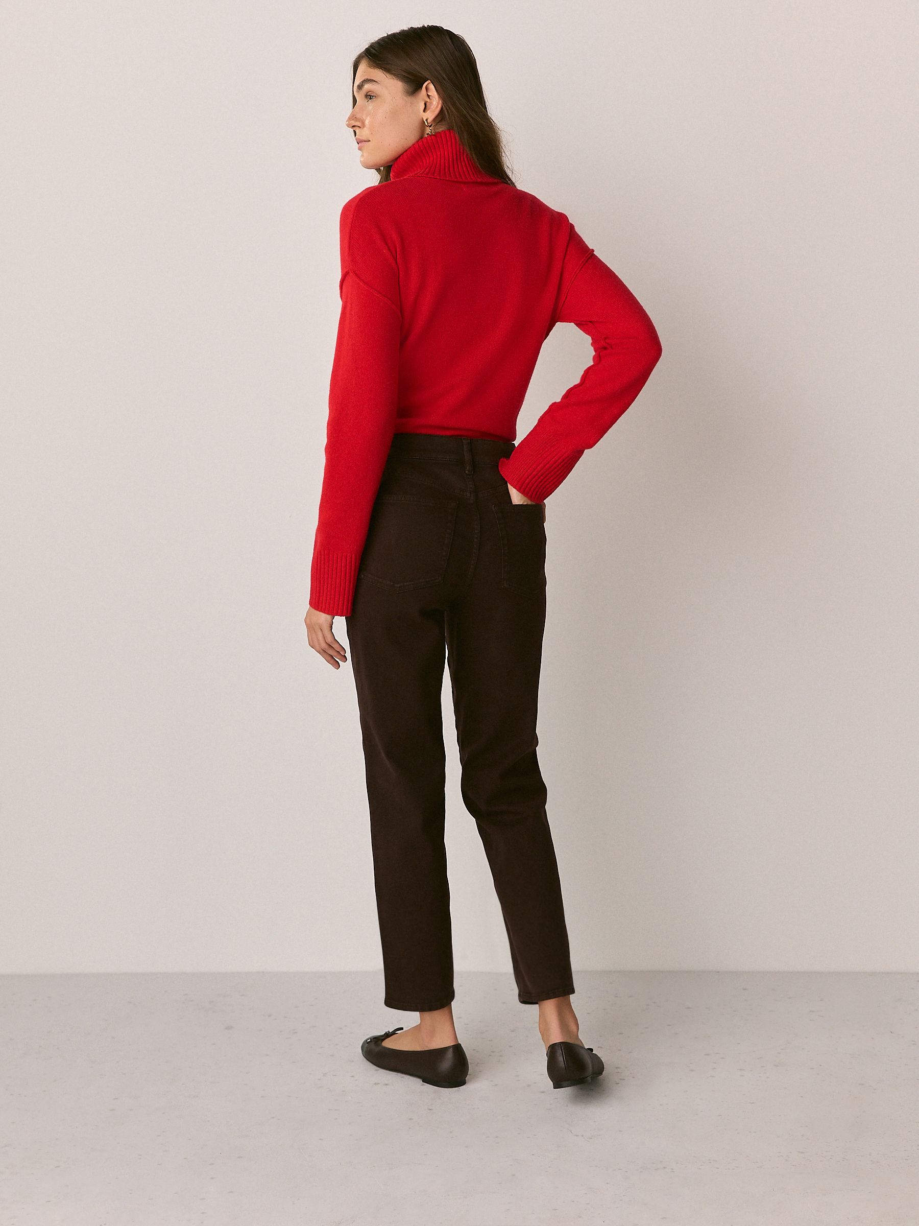 Chocolate Brown Stovepipe Straight Leg Jeans