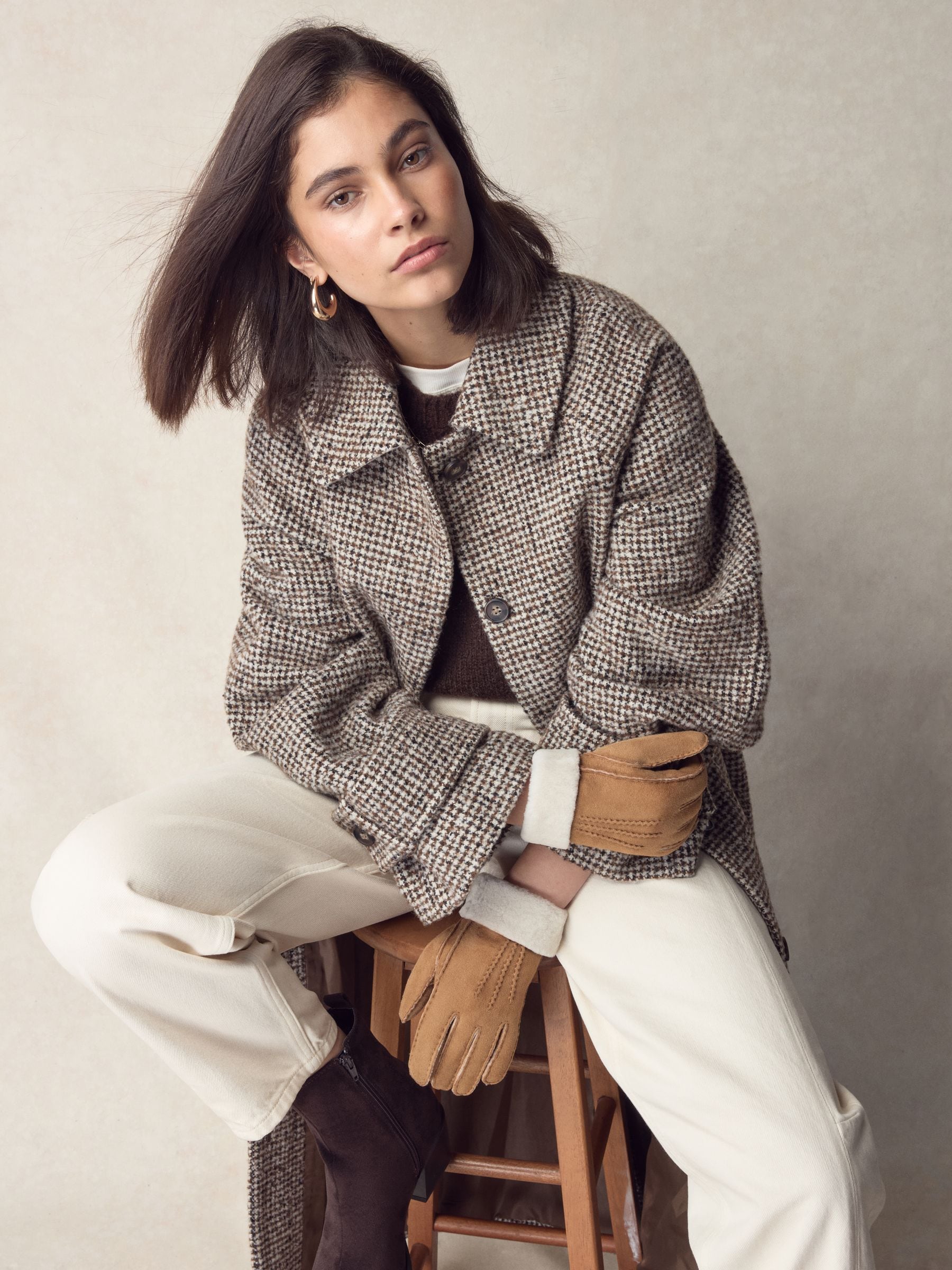 Tan Brown N. Premium Leather Sheepskin Gloves