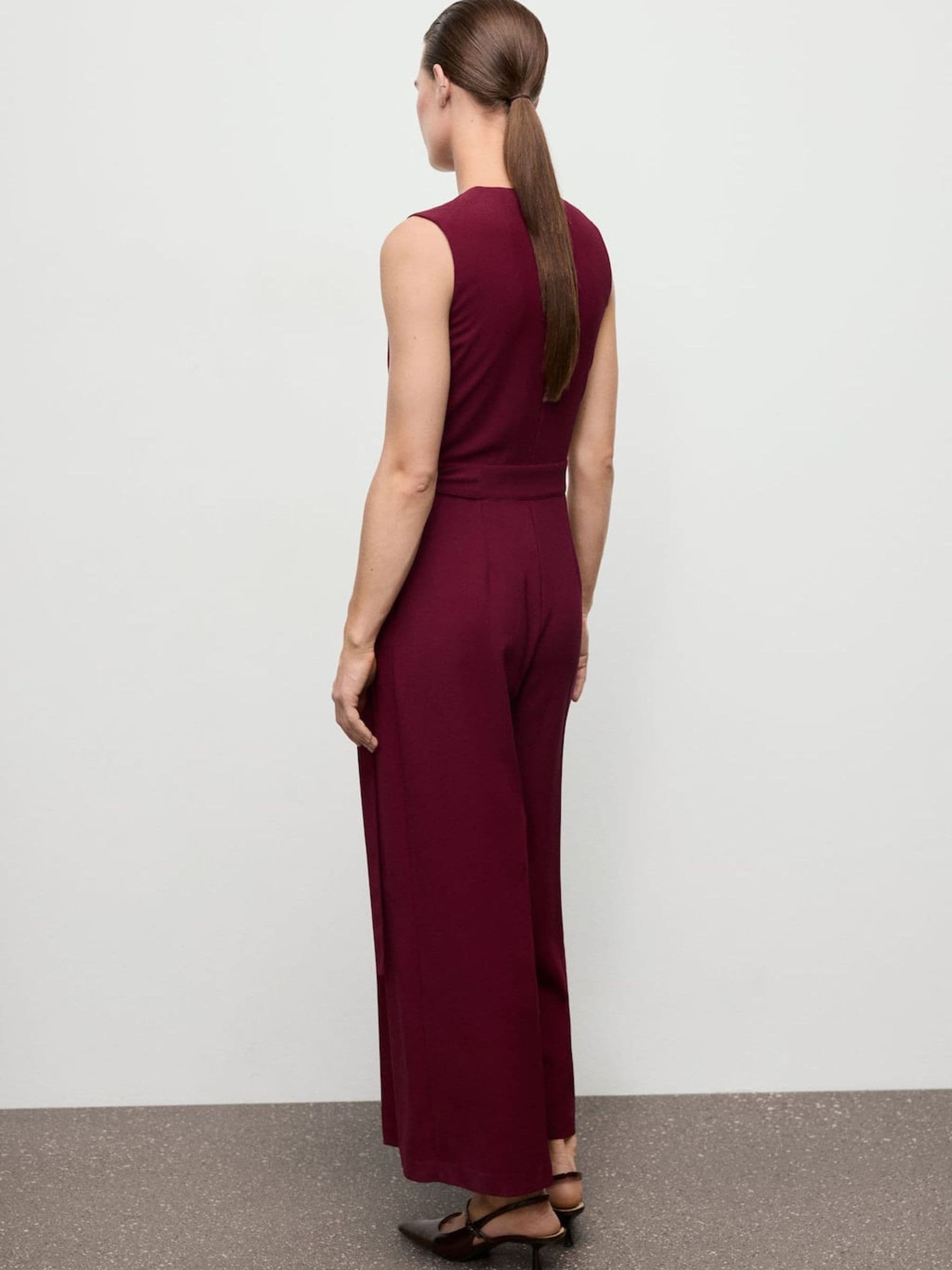 Mango Red Wrap Belted Jumpsuit