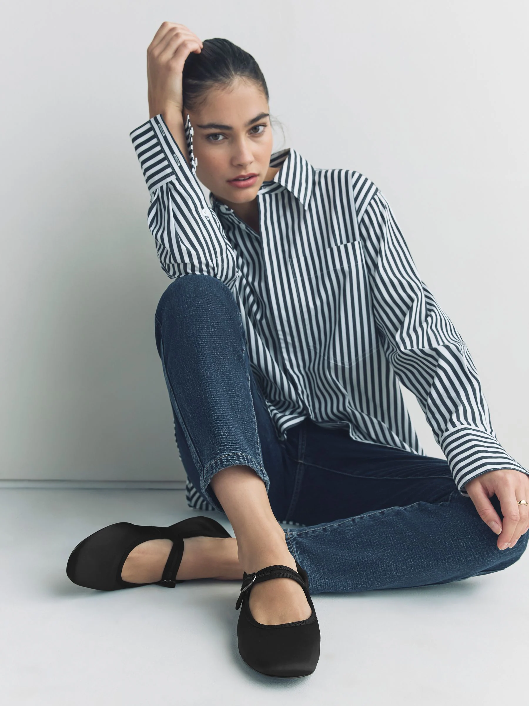 Black Satin Forever Comfort Round Toe Buckle Detail Mary Jane Shoes