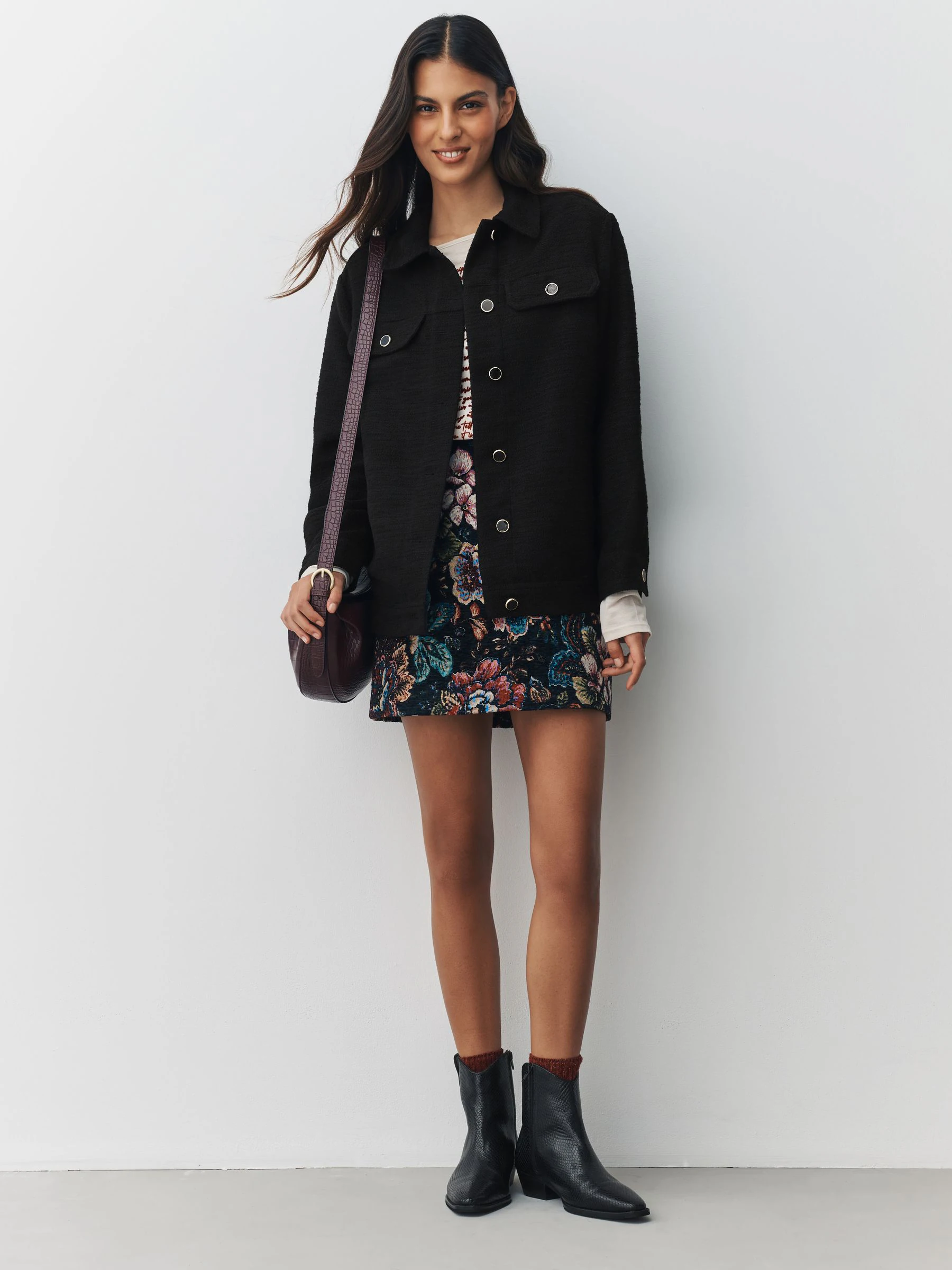 Black Boucle Shacket