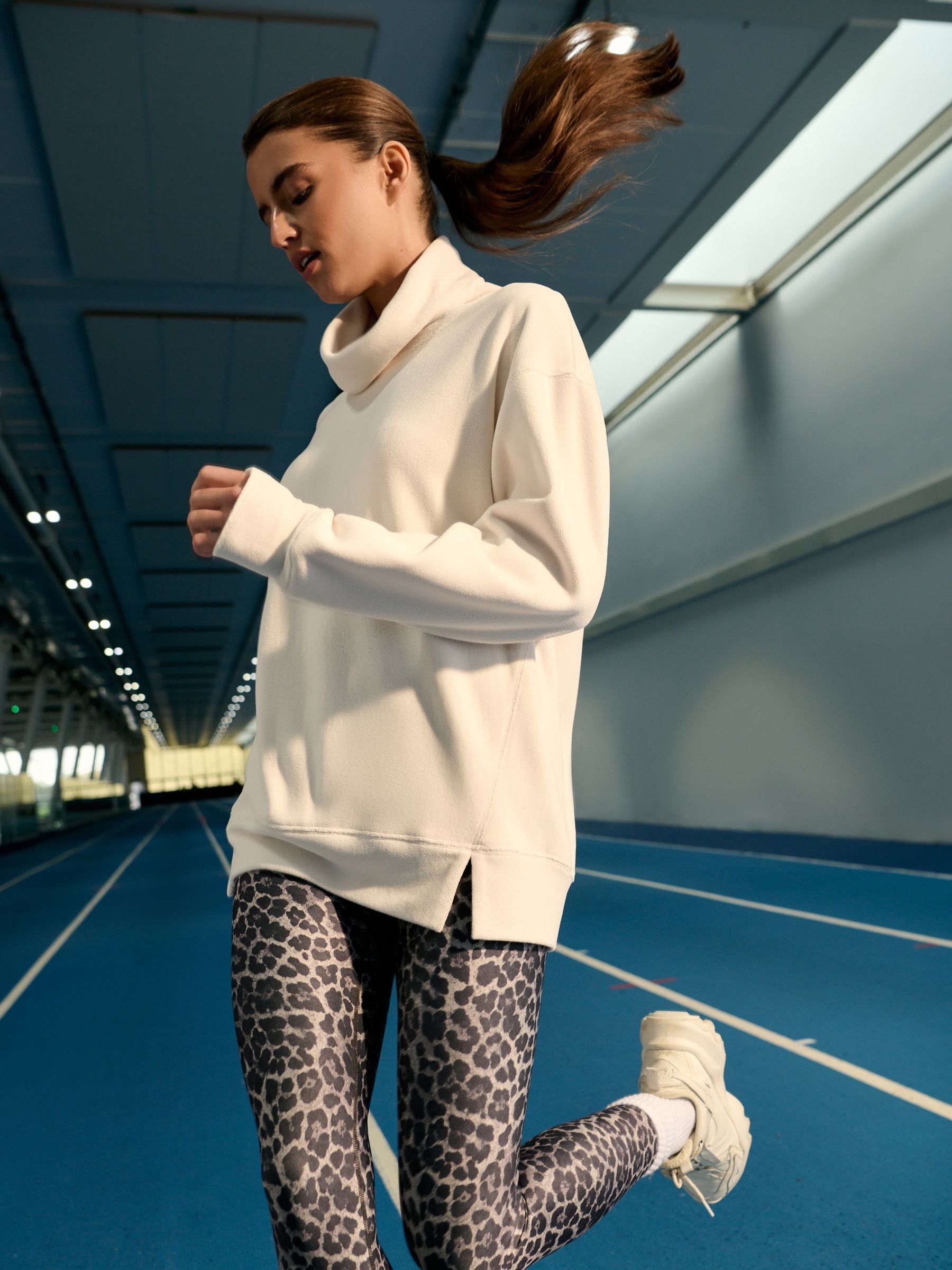 Cream Active Cowl Neck Fleece