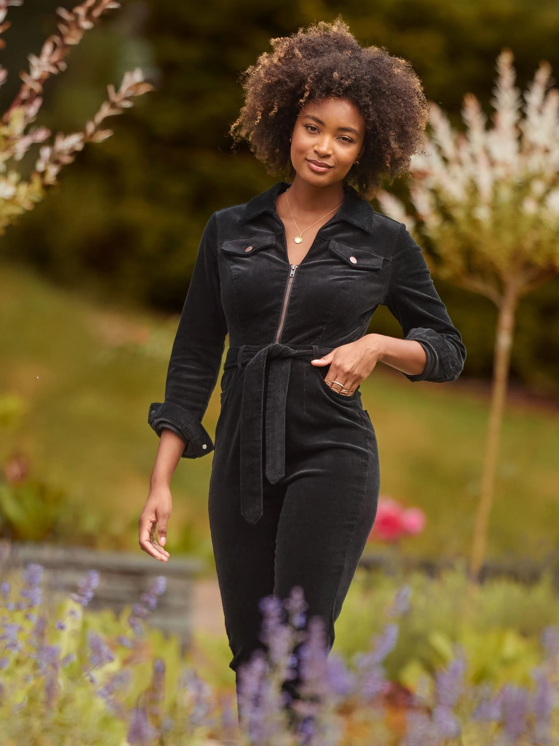 Joe Browns Black Stretch Fit Darcy Cord Jumpsuit