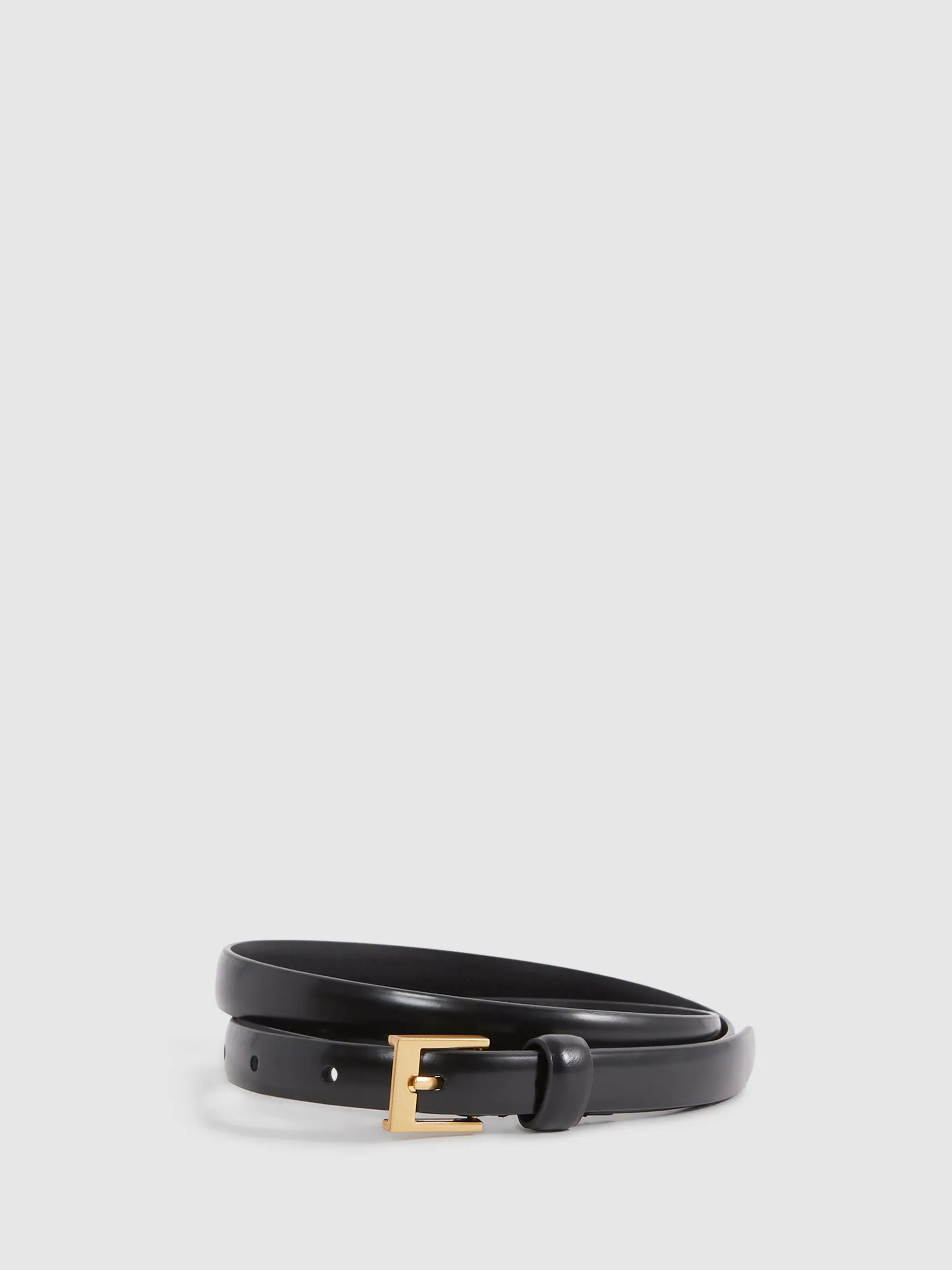 Reiss Black Holly Thin Leather Belt