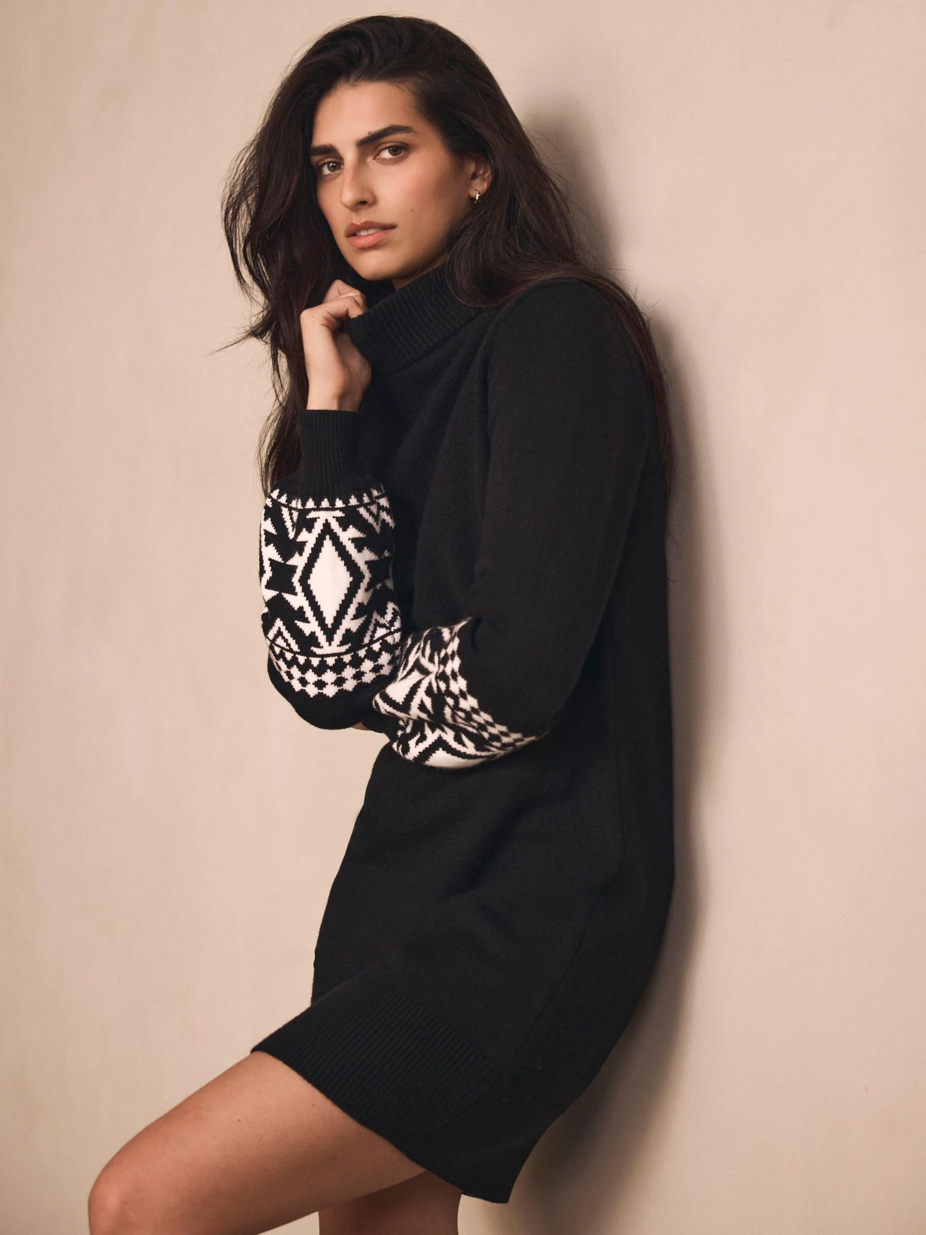 Mint Velvet Black Graphic Sleeve Mini Dress