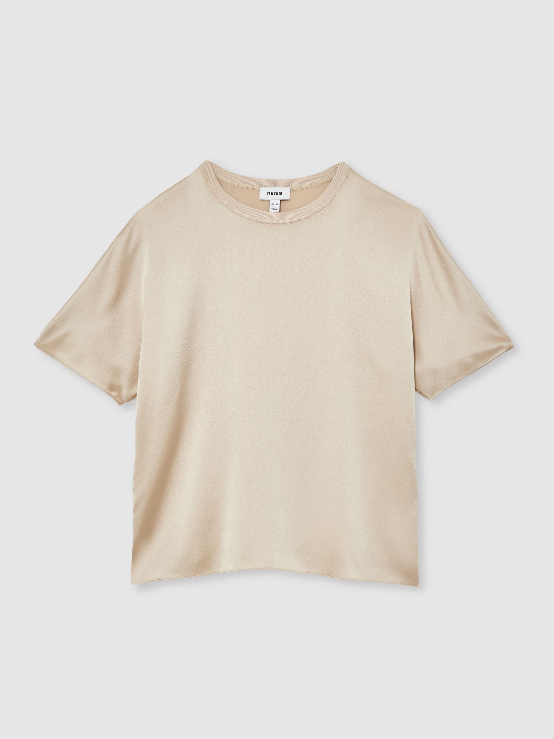 Reiss Champagne Neutral Lena Silk Short-Sleeve Top