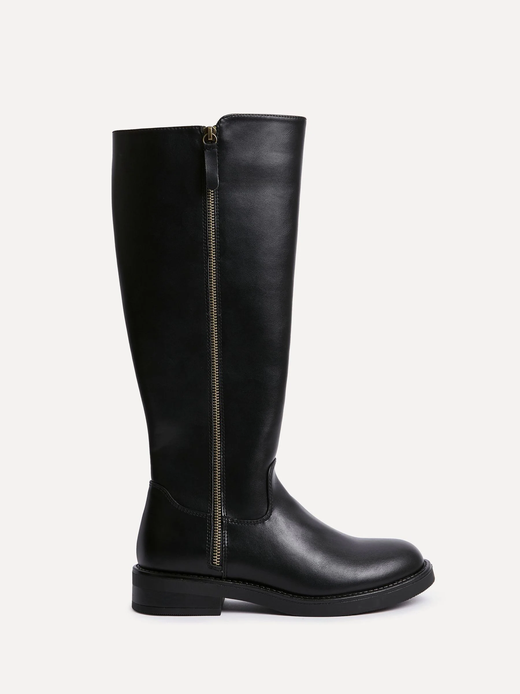 Linzi Black Roam High Leg Boots With Double Zip Detail