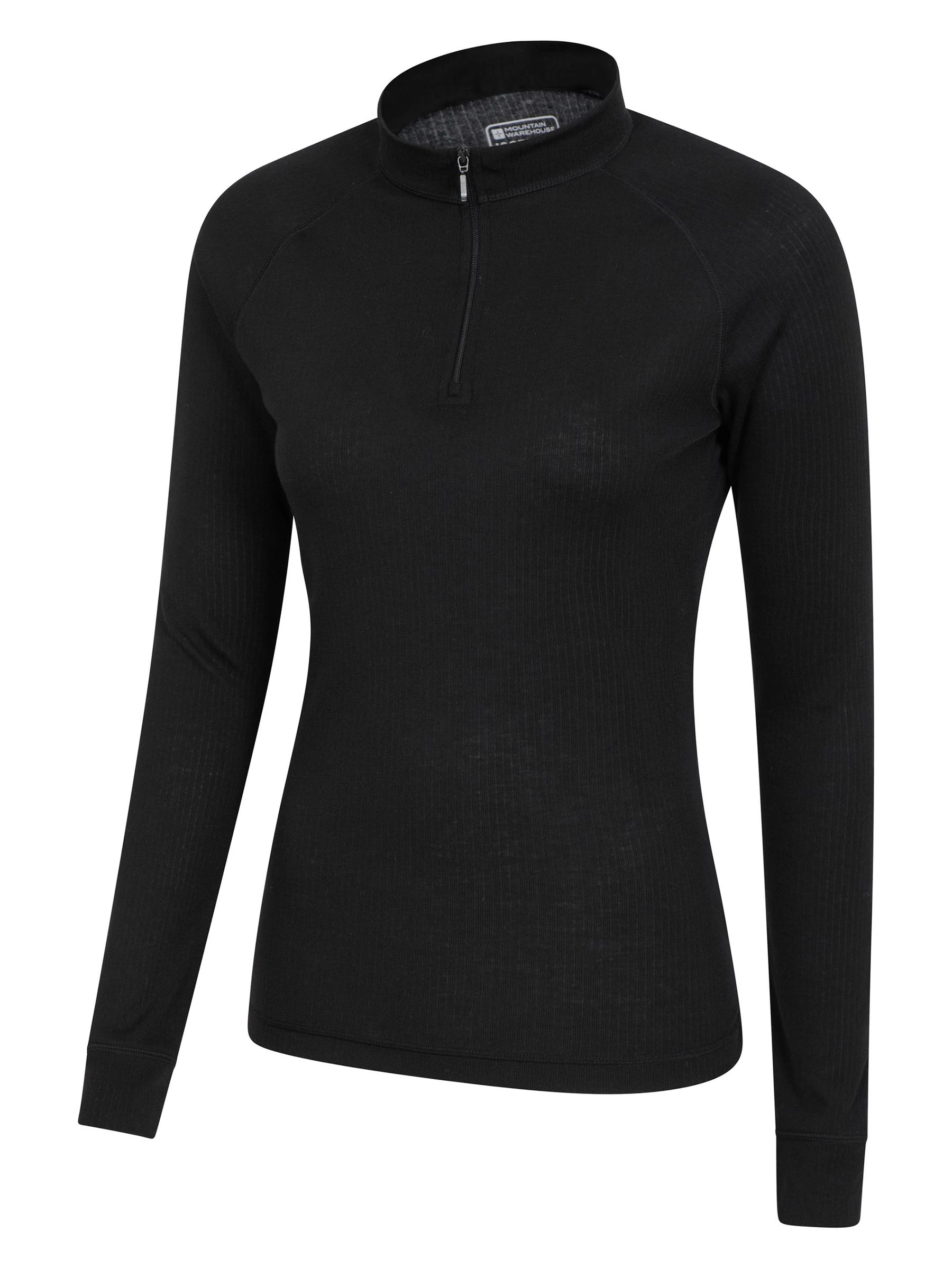Mountain Warehouse Black Talus Womens Zip Neck Thermal Top