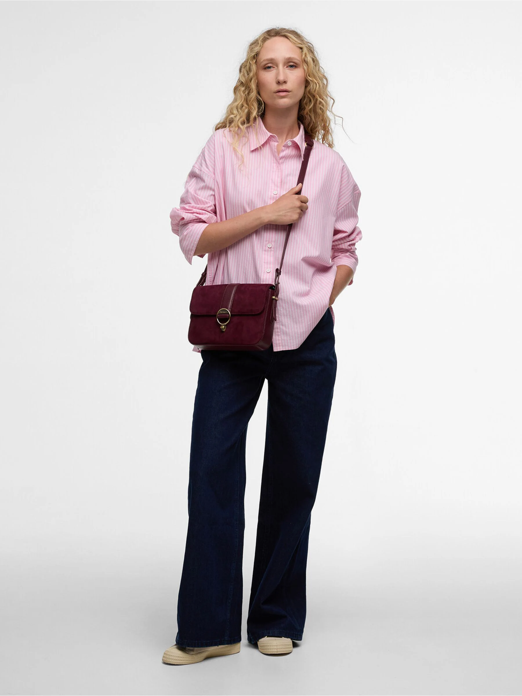 Barbour® Burgundy Rosa Suede & Leather Cross-Body Bag