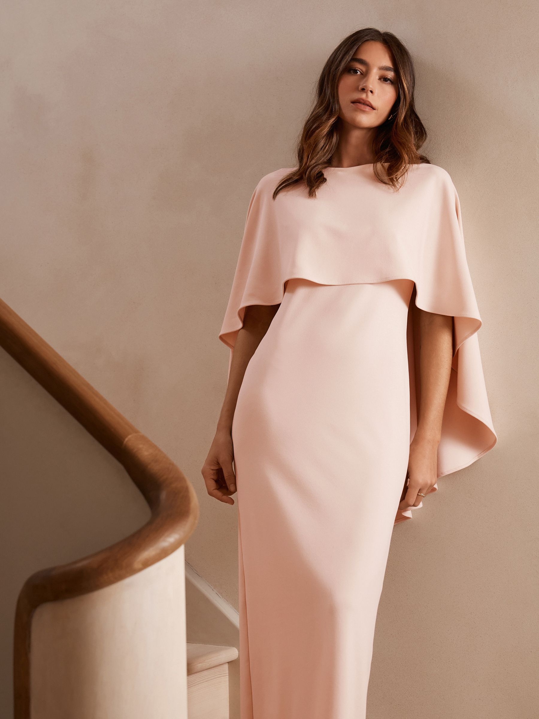 Blush Pink Cape Maxi Dress