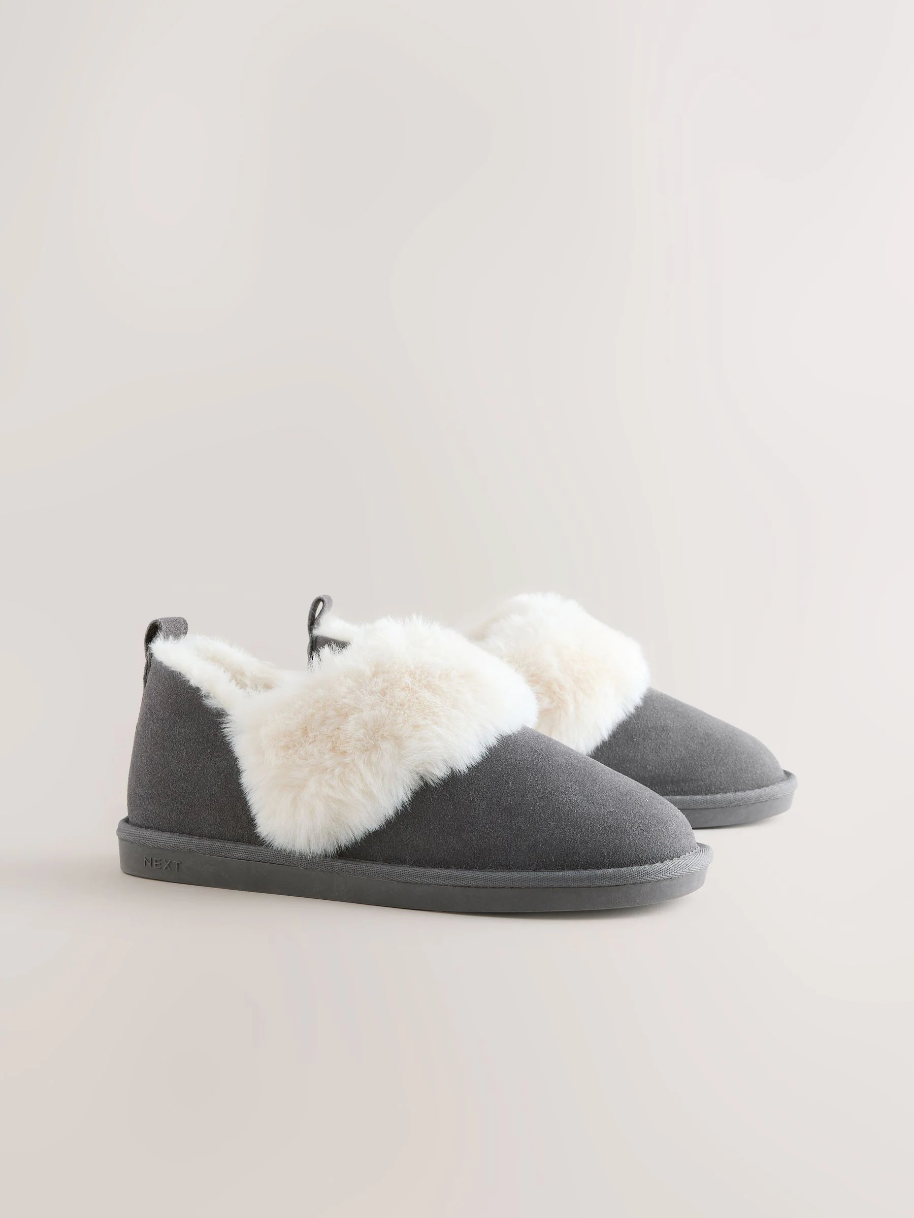 Grey Suede Shoot Slippers