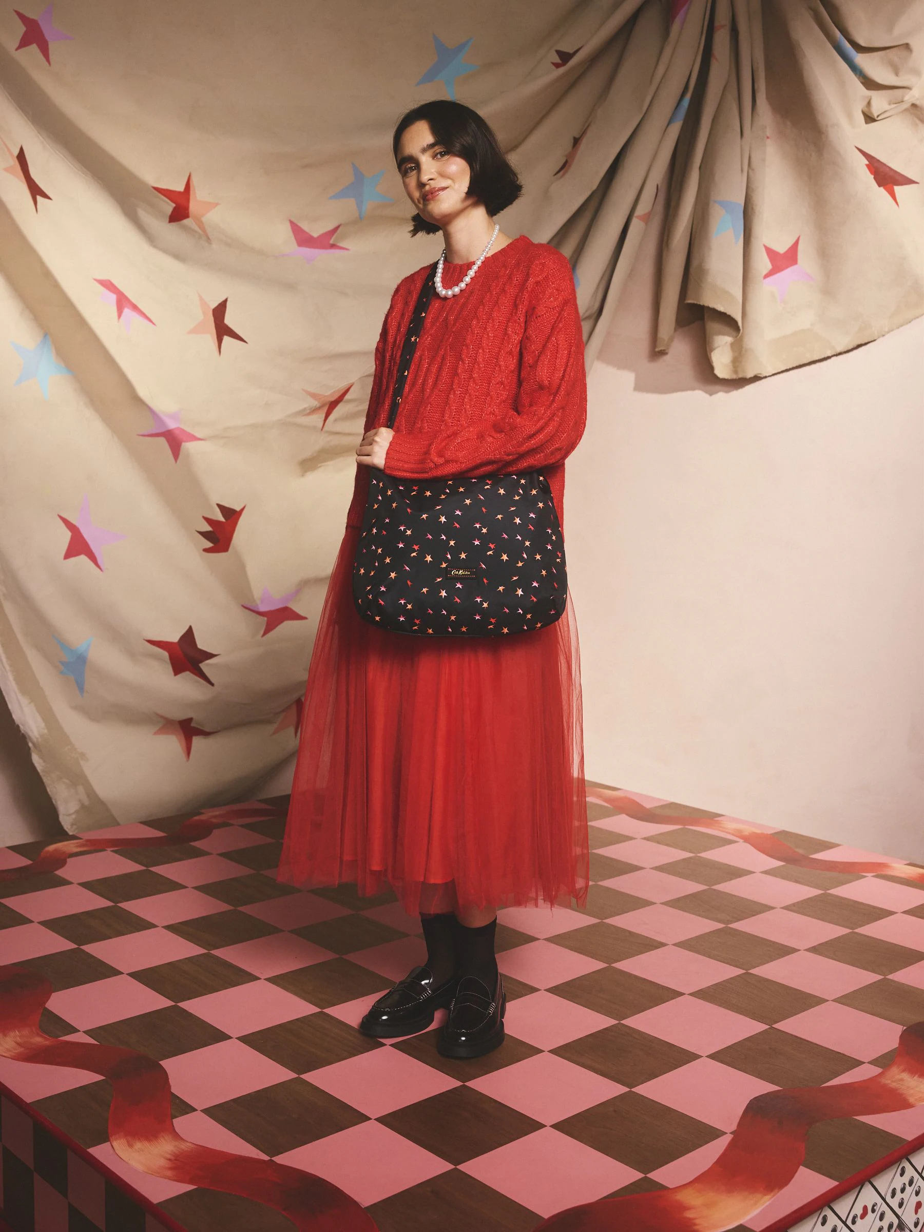 Cath Kidston Black Folding Star Ditsy Sling Cross-Body Bag