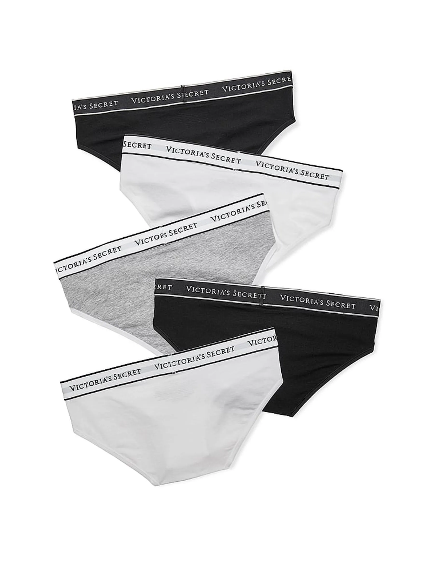 Victoria's Secret Black/Grey/White Hipster Knickers 5 Pack
