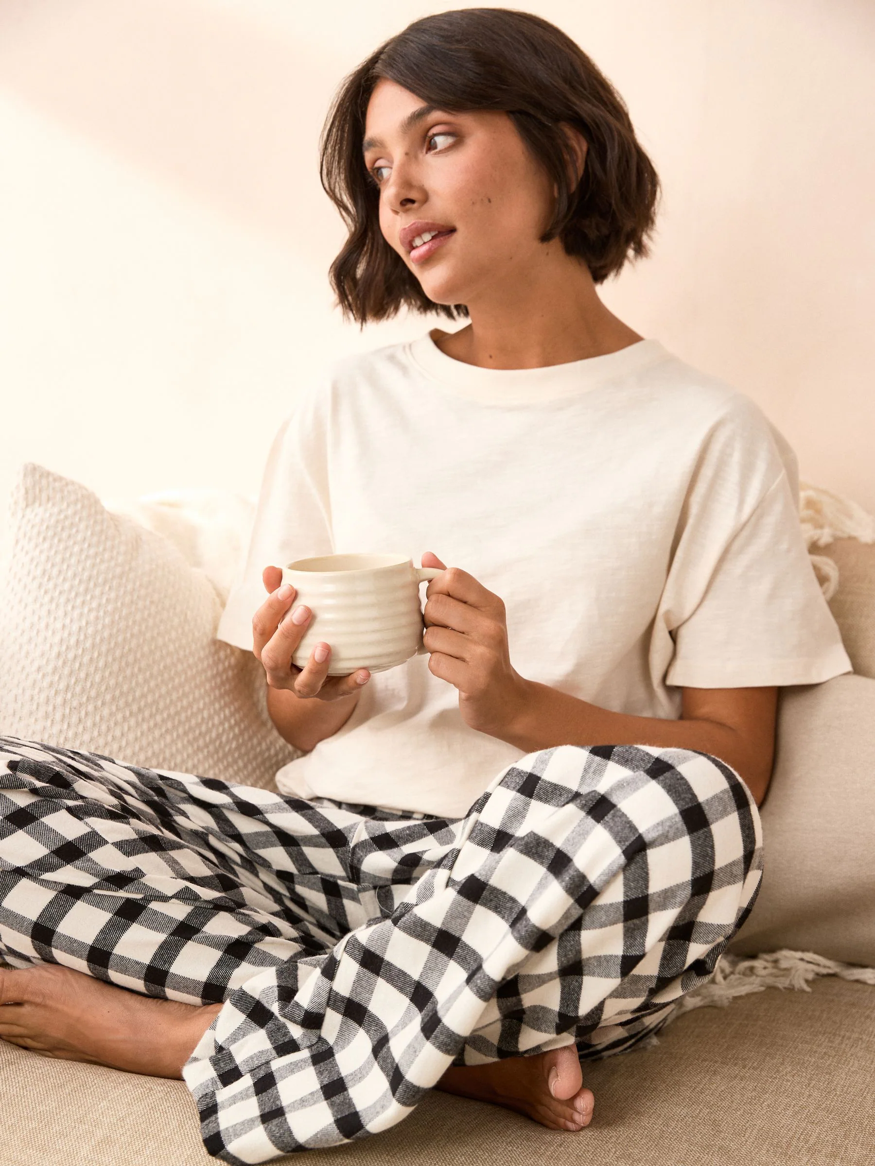 Black/White Short Sleeve 100% Cotton Pyjamas 2 Pack