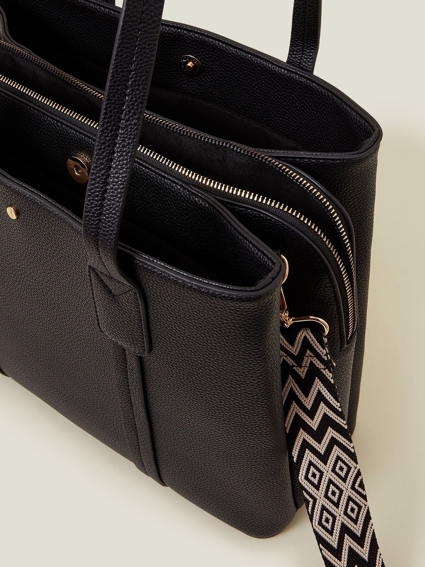 Accessorize Black Webbing Strap Tote Bag