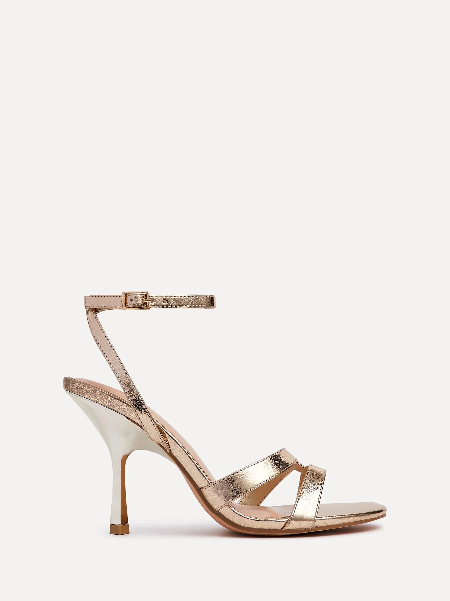 Linzi Gold Bronte Heeled Sandals with Double Front Strap