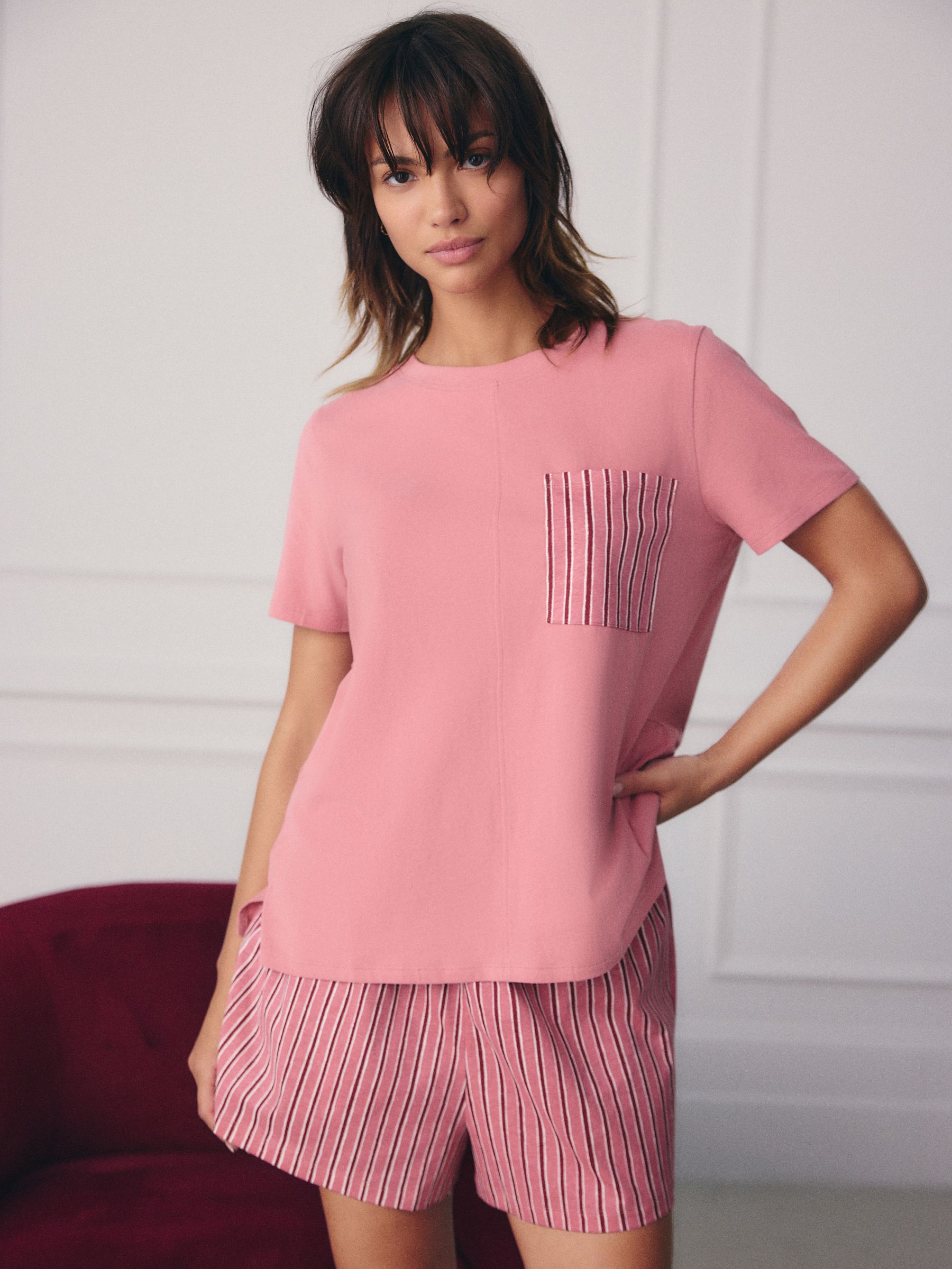 Black/Pink Stripe Short Set Pyjamas 2 Pack