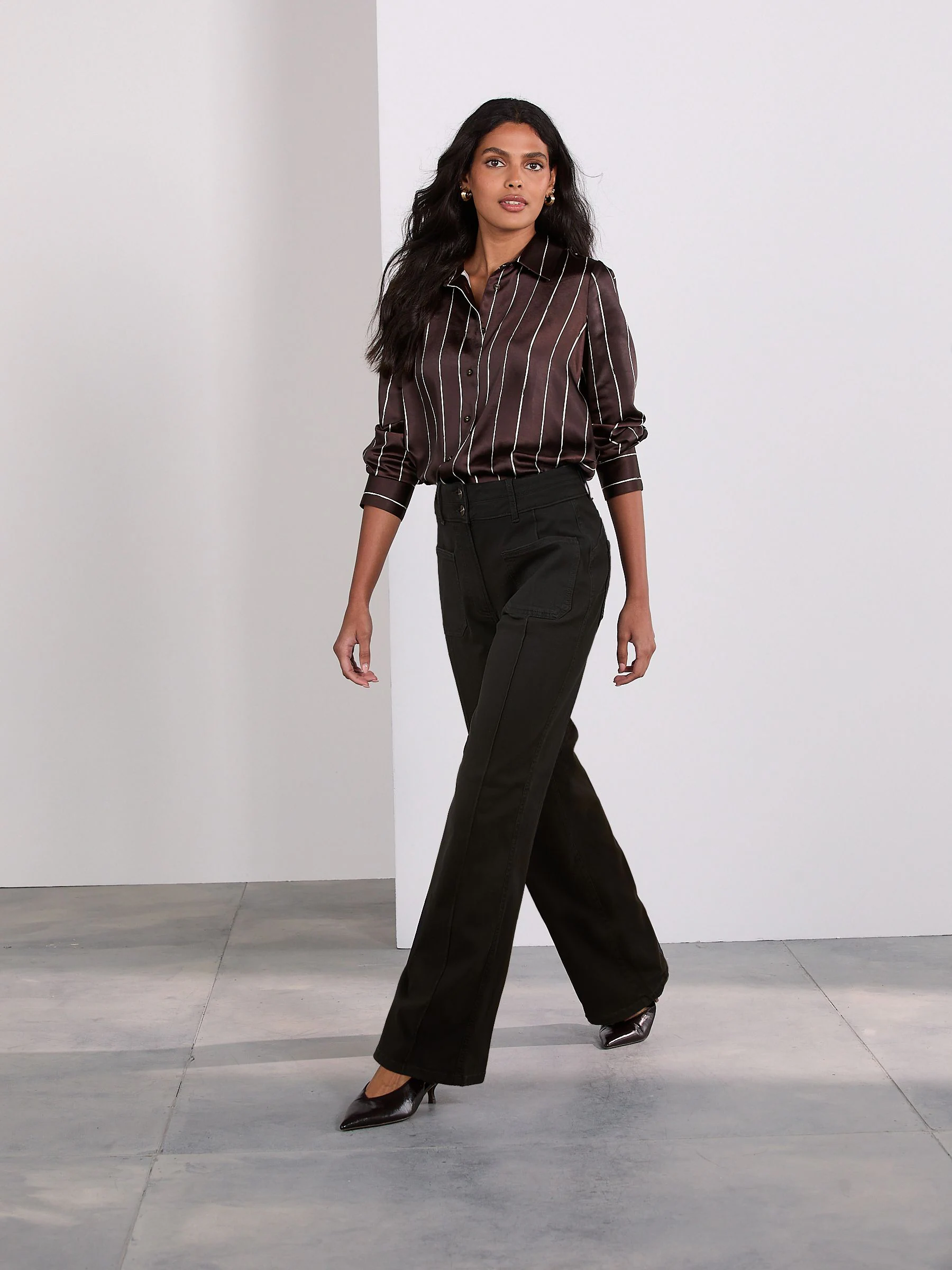 Black Slim Lift and Shape Wide Leg Jeans