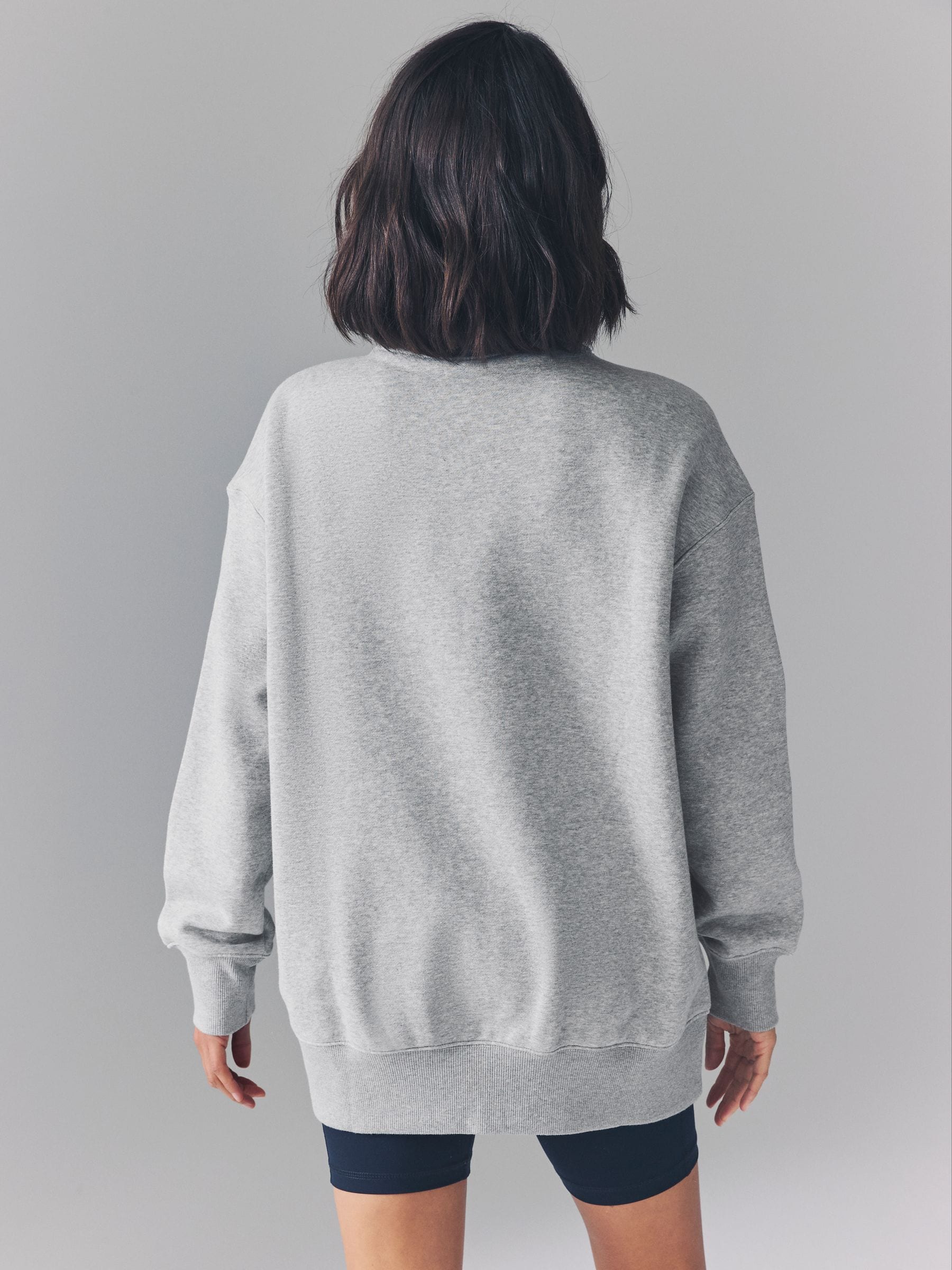 Nike Dark Grey Heather Oversized Mini Swoosh Sweatshirt