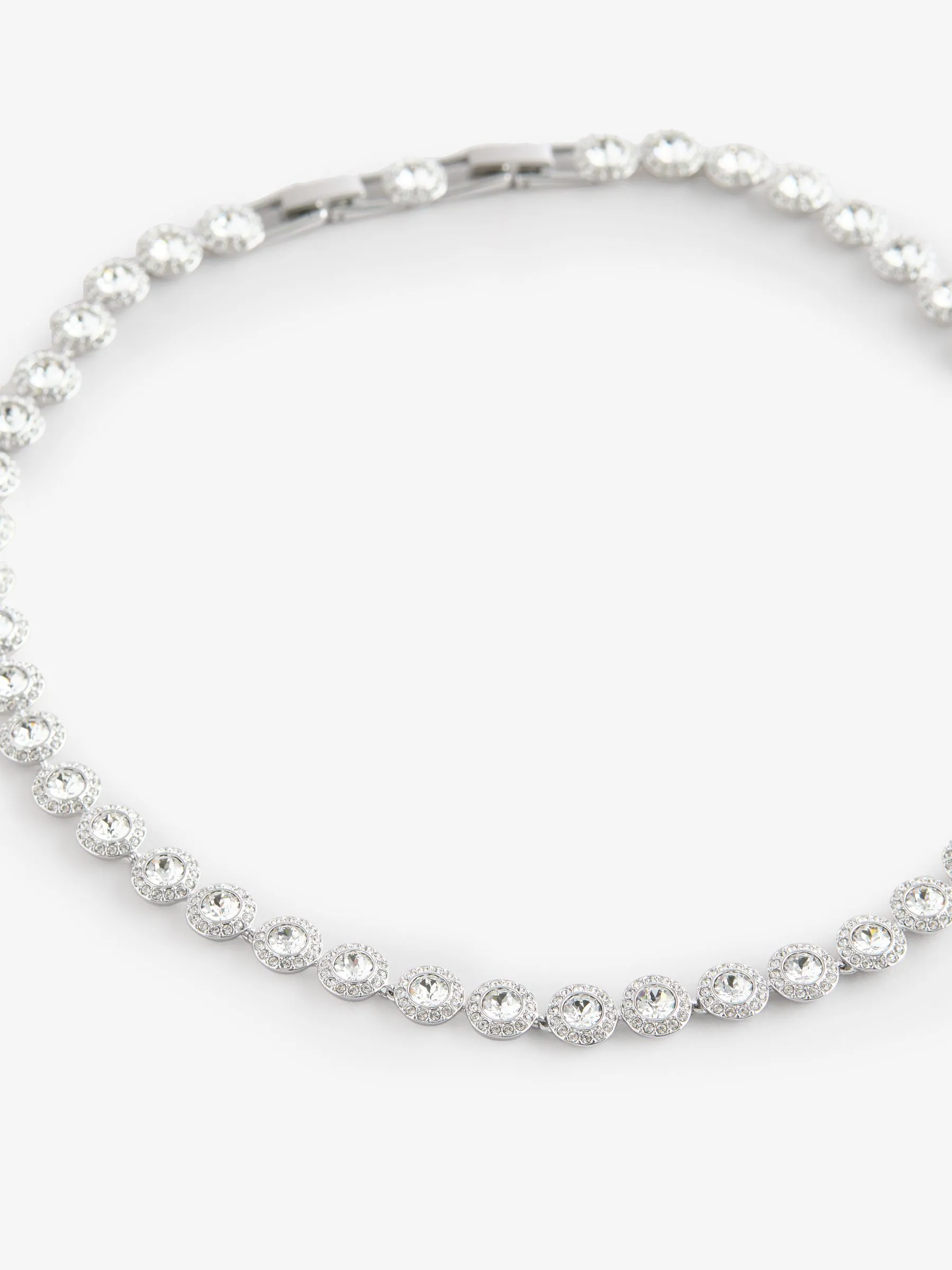 Swarovski Silver Medium Una Angelic Tennis Necklace with Round Cut Rhodium Plated